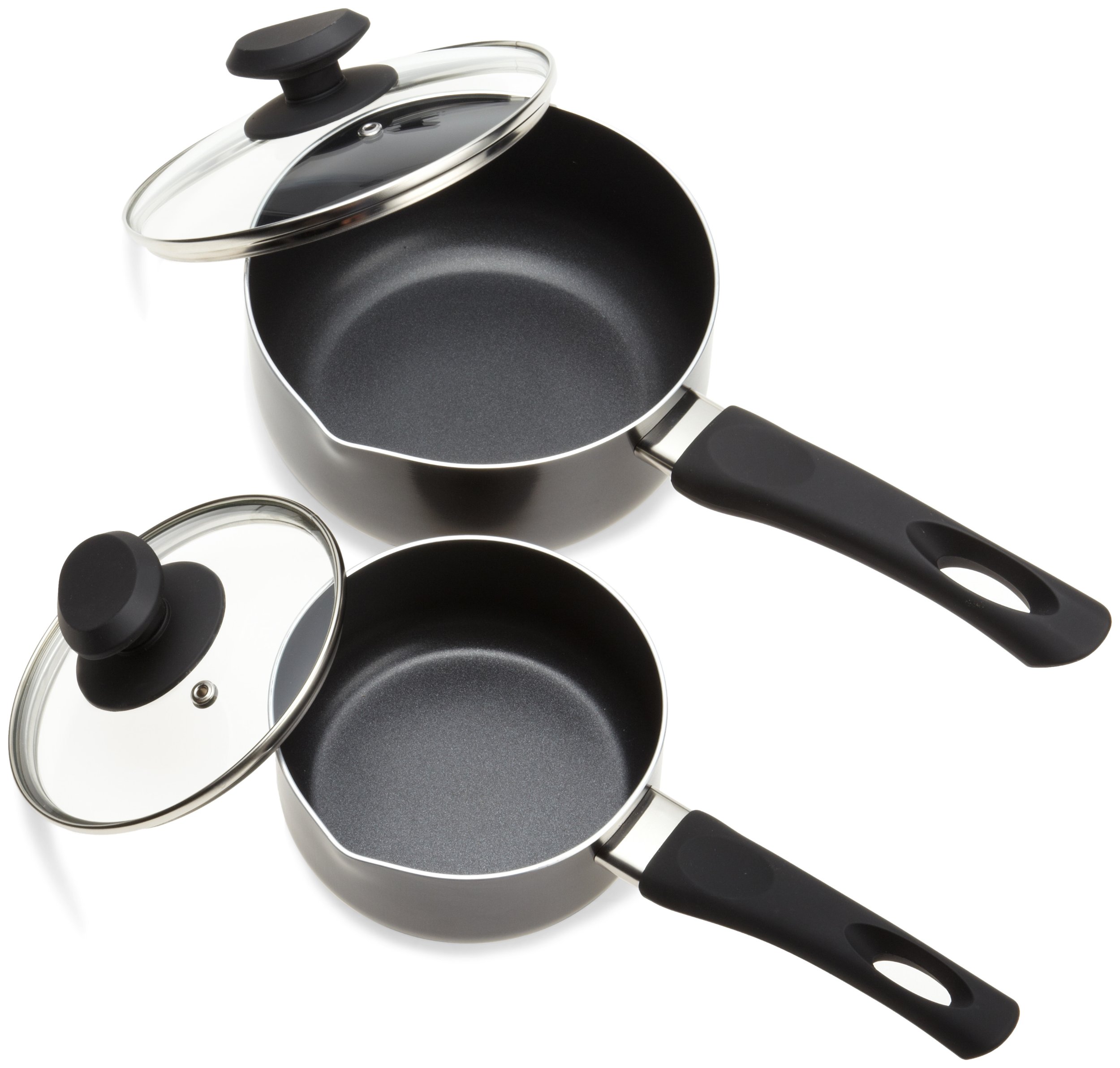 Ecolution 8-Piece Nonstick Cookware Set - PFOA Free, Tempered Glass Steam Vented Lids, Gray - Perfect for Healthy Cooking & Easy Cleanup in Modern Kitchens