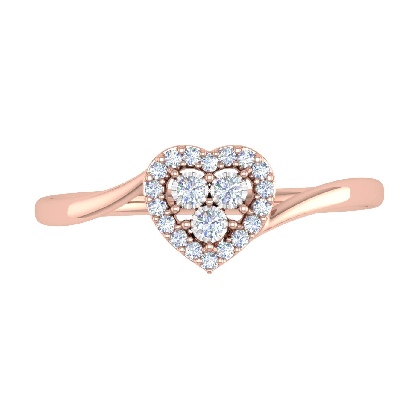 1/10 Carat Heart Shaped Diamond Ring in 10K Solid Gold - IGI Certified for Women, Valentine's Day Gift, Anniversary Jewelry, Romantic Proposal Present