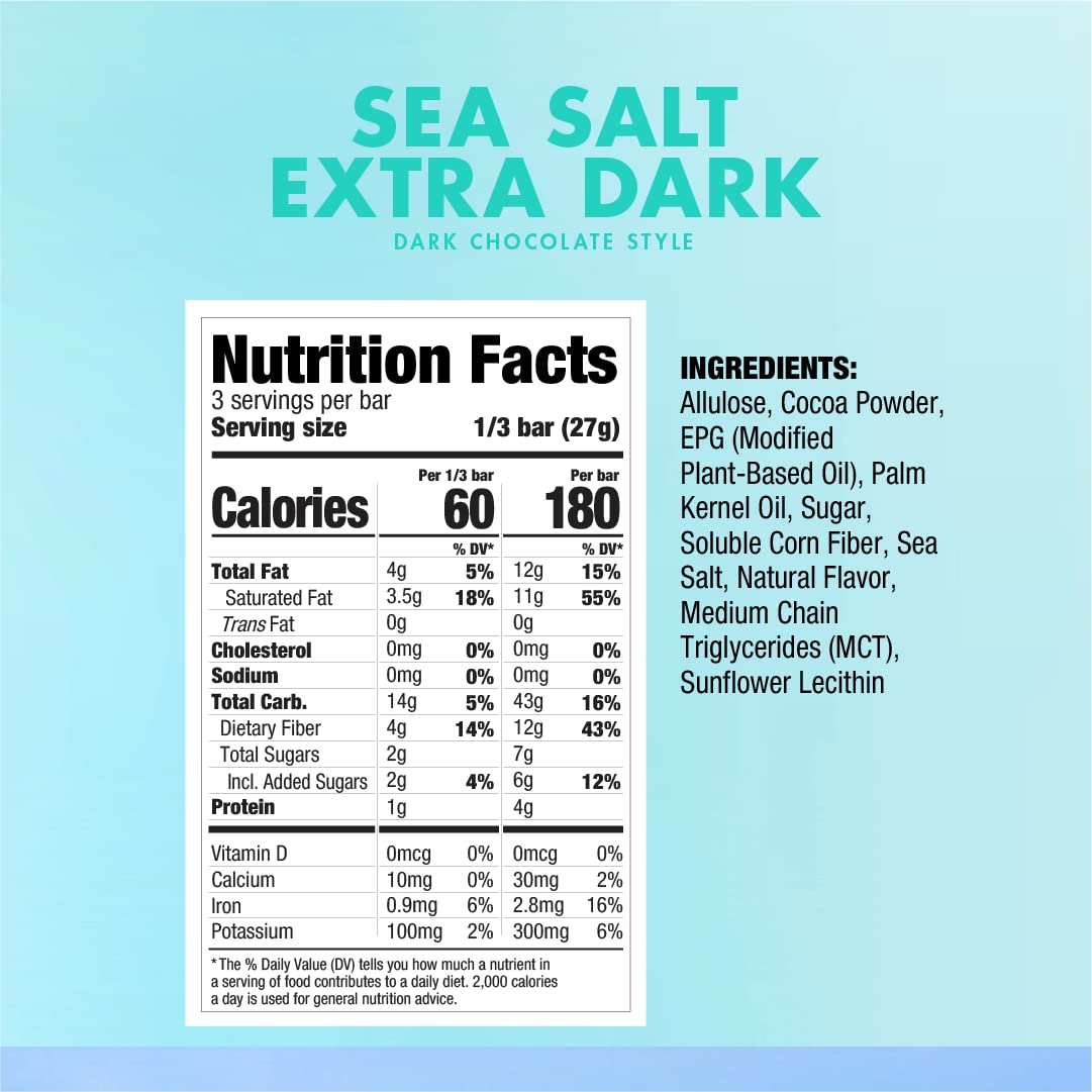 Premium Gatsby Sea Salt Dark Chocolate Bars 12-Pack | Low-Calorie, Low-Sugar, Keto-Friendly Snacks | Perfect for Weight Loss, Healthy Dessert & Office Treats