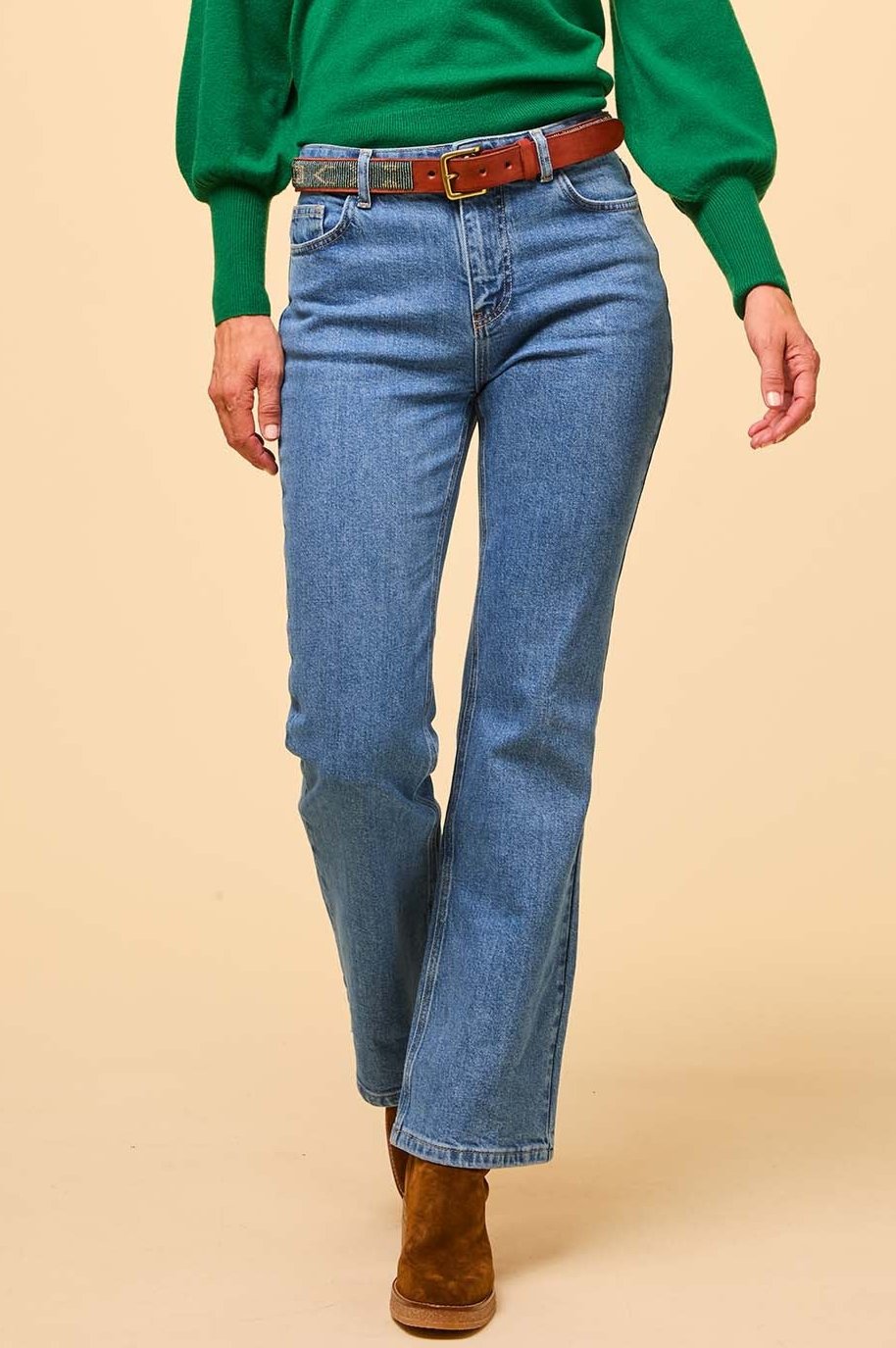 Stylish Women's Denim Boot Cut Jeans | Mid Wash Blue | Comfortable & Flattering Fit for Casual Wear, Office & Night Out