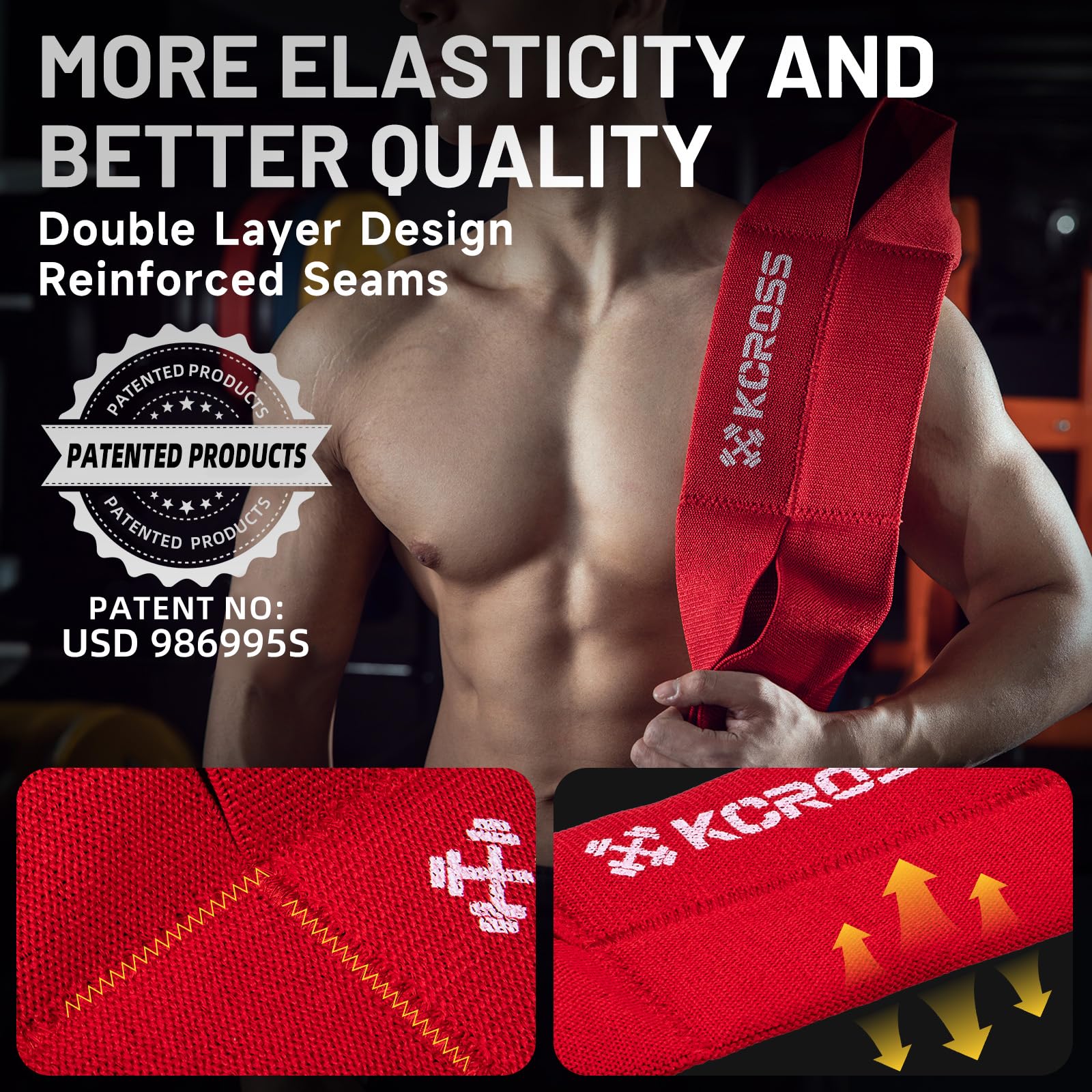 KCROSS Adjustable Bench Press Band for Men & Women - Heavy Duty Weight Lifting Resistance Bands for Strength Training, Push Up Exercises & Home Gym Workouts - Perfect for Beginners to Advanced Athletes
