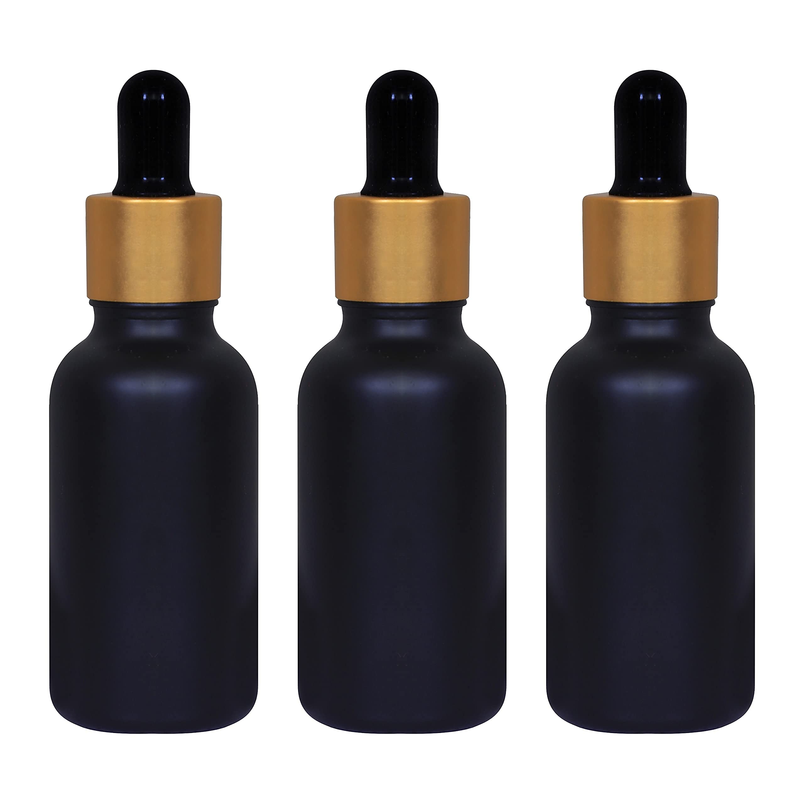 Premium 30ml Gold-Plated Glass Dropper Bottles for Essential Oils, Perfumes & Serums - Multipurpose Empty Containers for DIY Beauty, Aromatherapy & Travel - Pack of 3 (Ideal for Skincare, Fragrance Blending & Gift Packaging)