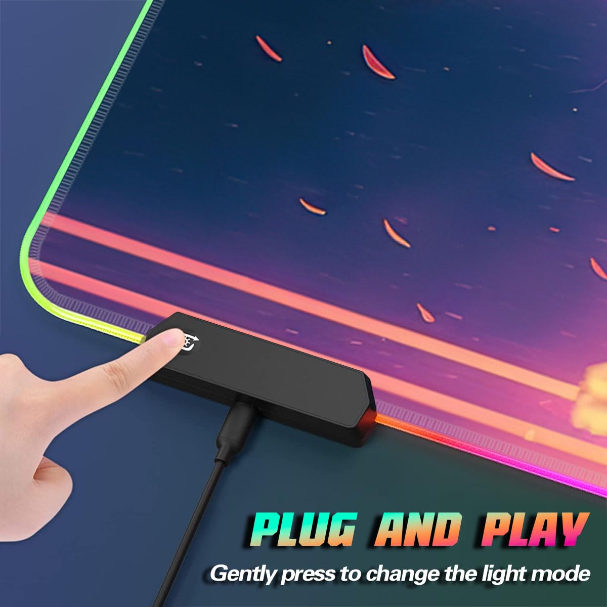 HEYCE Large Gaming Mouse Pad with LED Mechanical Dog Design (60x35x0.3cm) - Non-Slip RGB Mouse Mat for PC, Laptop, Office & Gaming - Perfect for Work, Esports & Computer Setup