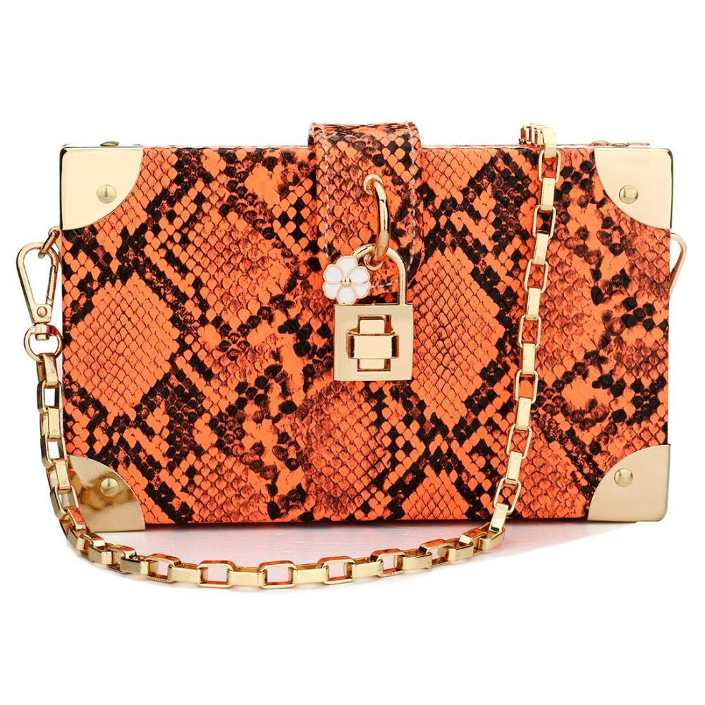 Comeon Women's Crossbody Bag - Fashionable Snakeskin Pattern Shoulder Purse with Box Wallet (Orange) | Perfect for Work, Travel & Everyday Use