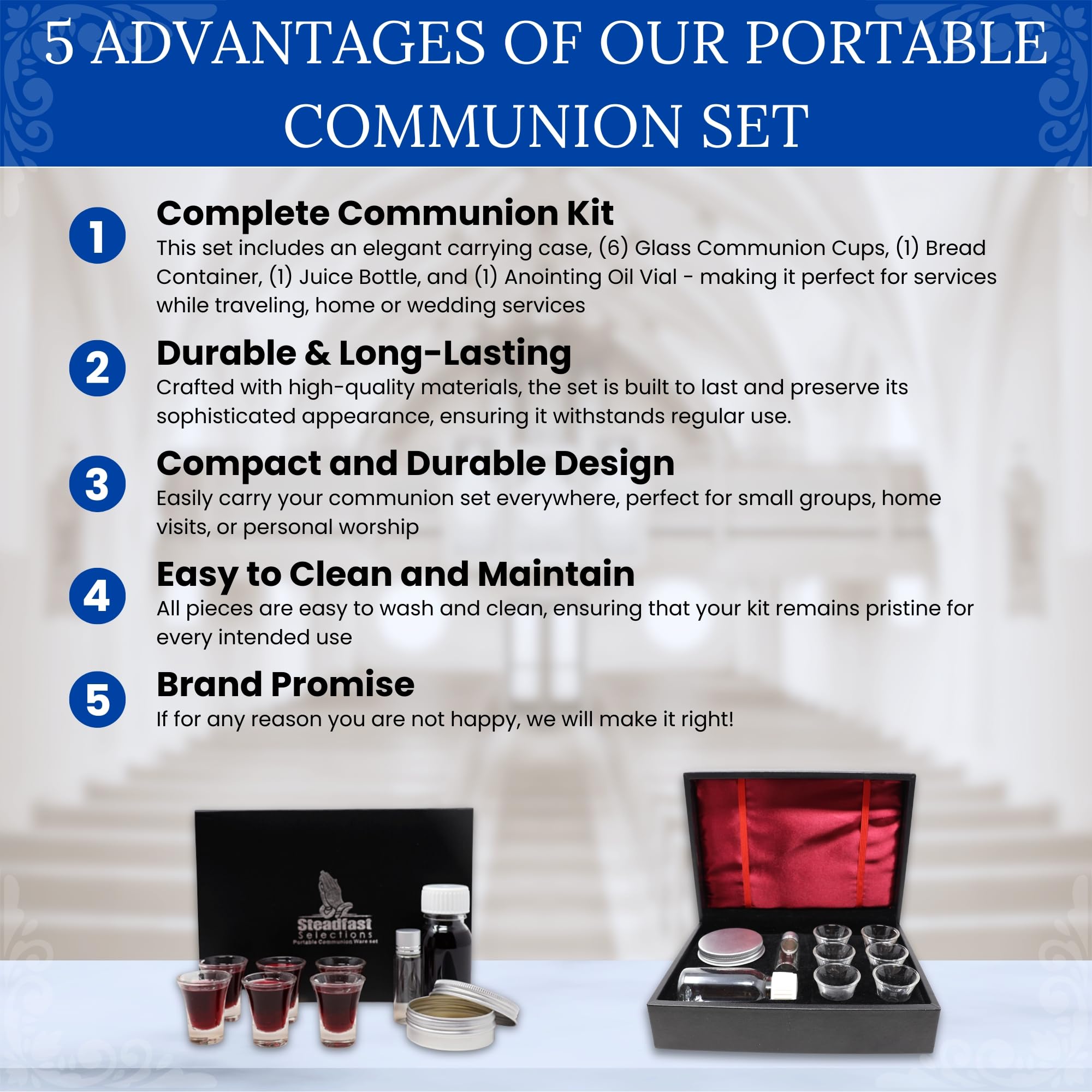 Portable Communion Set for Travel, Home & Church - Compact Communion Kits with Cup & Plate for Home Visits, Hospital Use & Outdoor Worship (Perfect for Pastors, Chaplains & Home Communion)