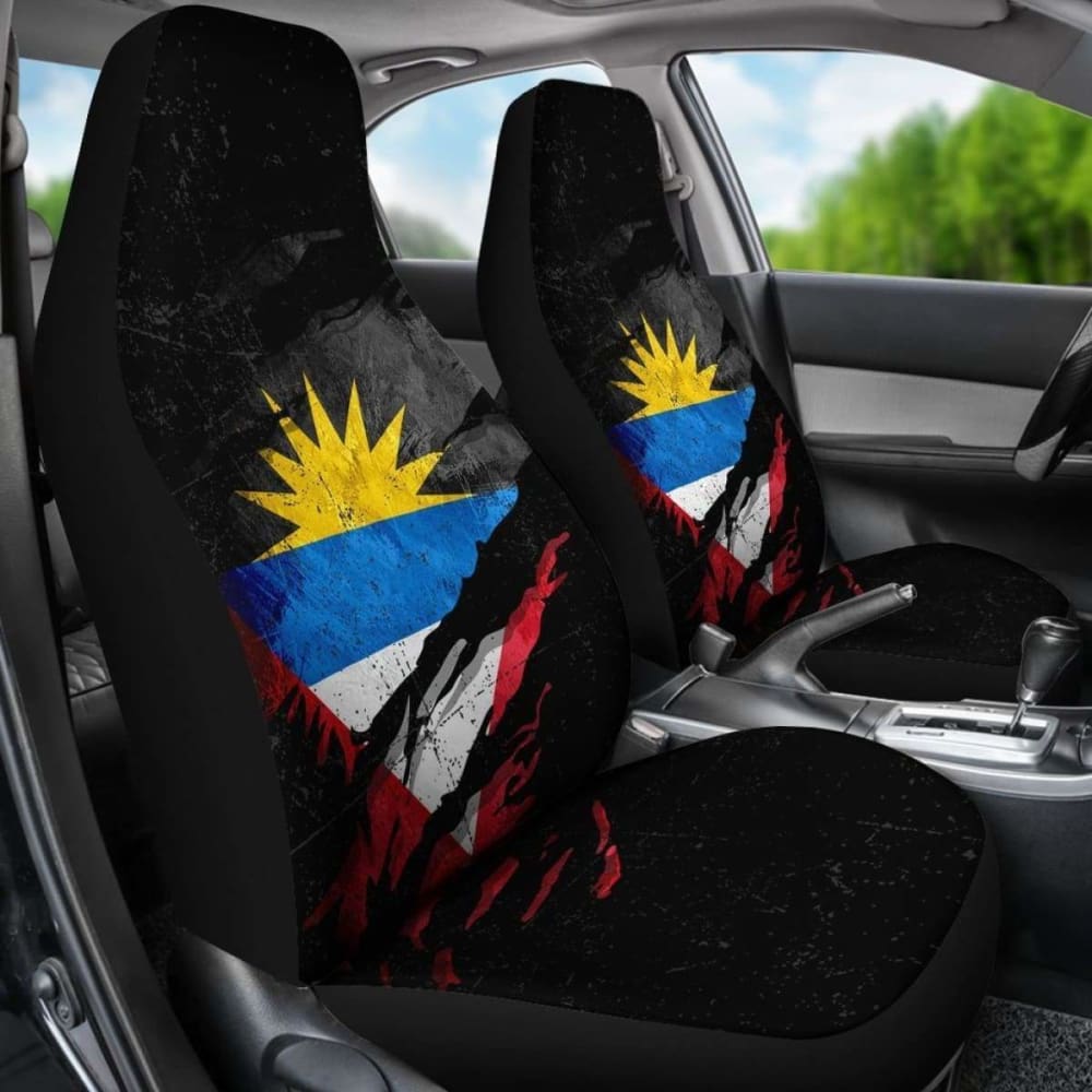 Antigua & Barbuda Grunge Style Car Seat Covers 232125 - Durable & Stylish Seat Protection for Trucks, SUVs and Vintage Cars