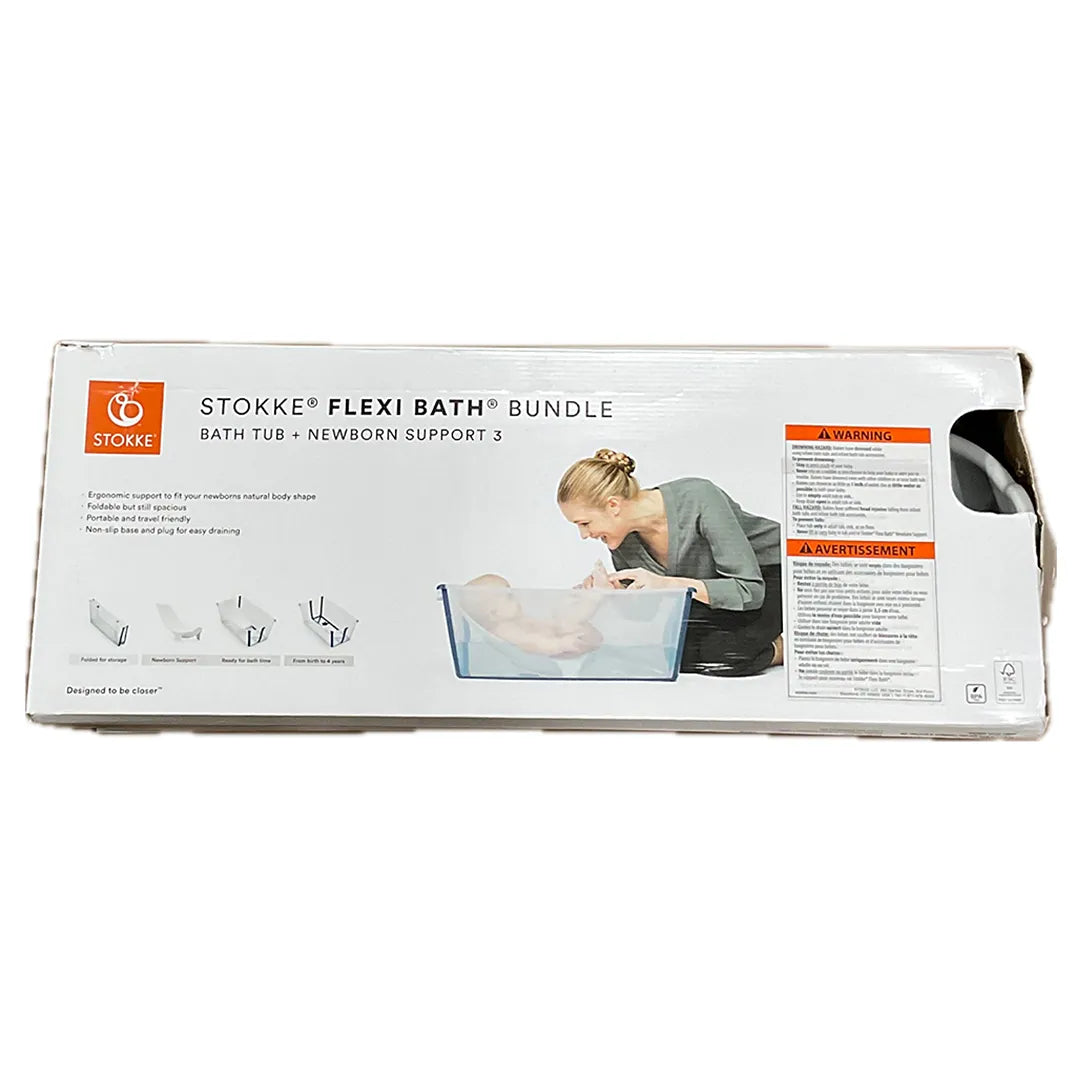 Stokke Flexi Bath Baby Bathtub Bundle in White - Foldable & Portable Infant Tub for Newborns to Toddlers - Perfect for Home, Travel & Outdoor Use