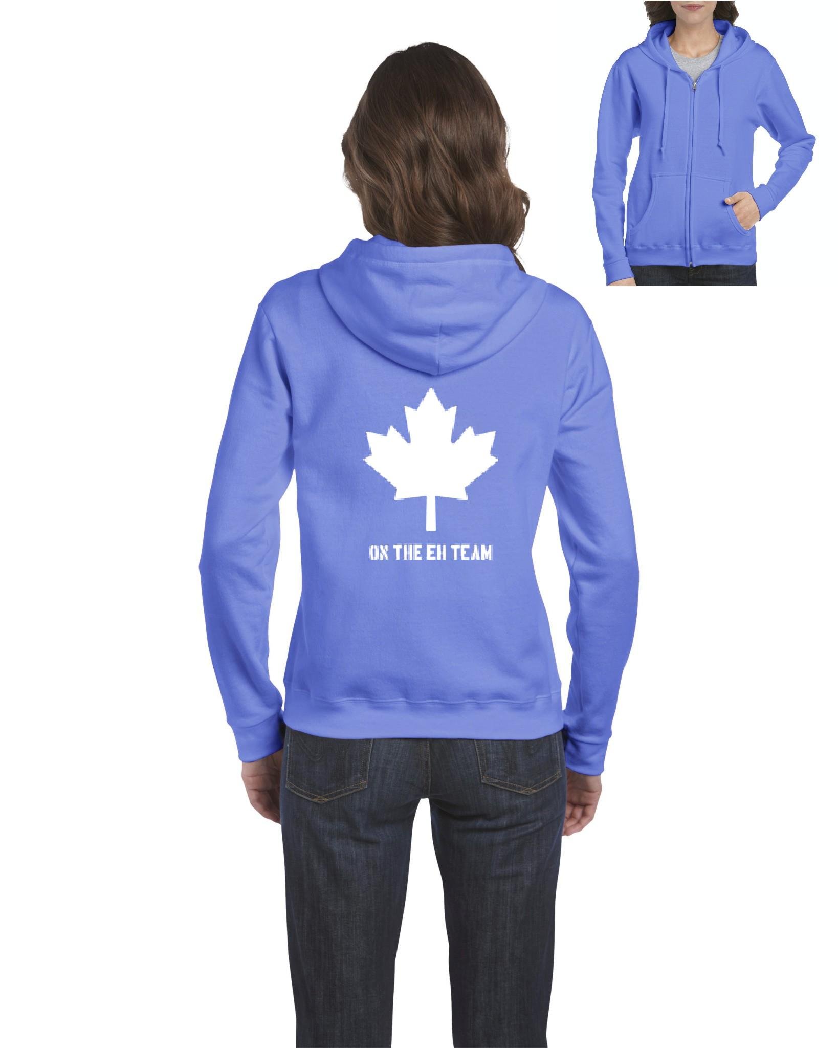 EH Team White Canada Maple Leaf Vancouver Tour Map Flag Zip Up Sweater for Women - Perfect Gift for Travel Enthusiasts & Canadian Pride