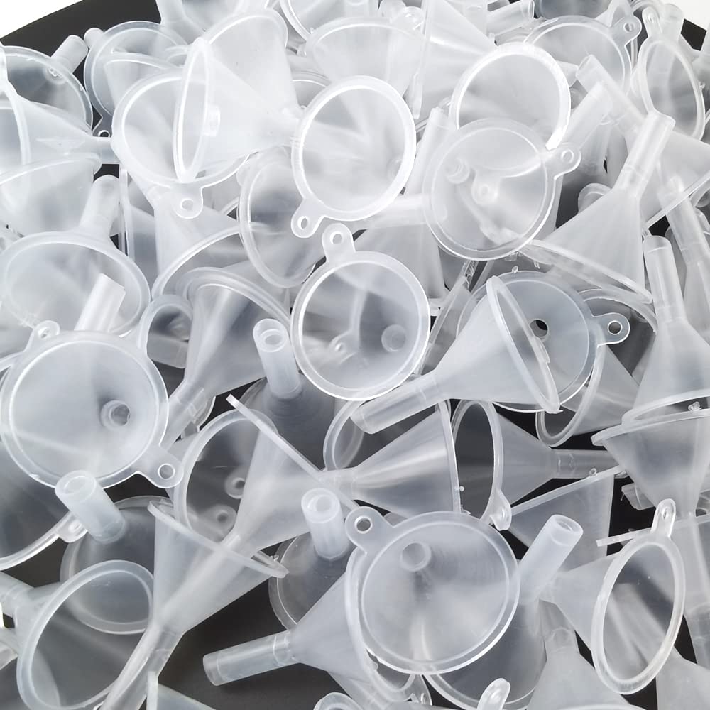Sileni 10-Pack Clear Plastic Small Funnel - Essential for Bottle Filling, Oil Transfer, Sand Pouring & Cosmetic Products - Foldable Design, Easy to Clean - Perfect for Lotion, Cream, Powder & Perfume Transfer - Ideal for Kitchen, DIY Projects & Beauty Routine