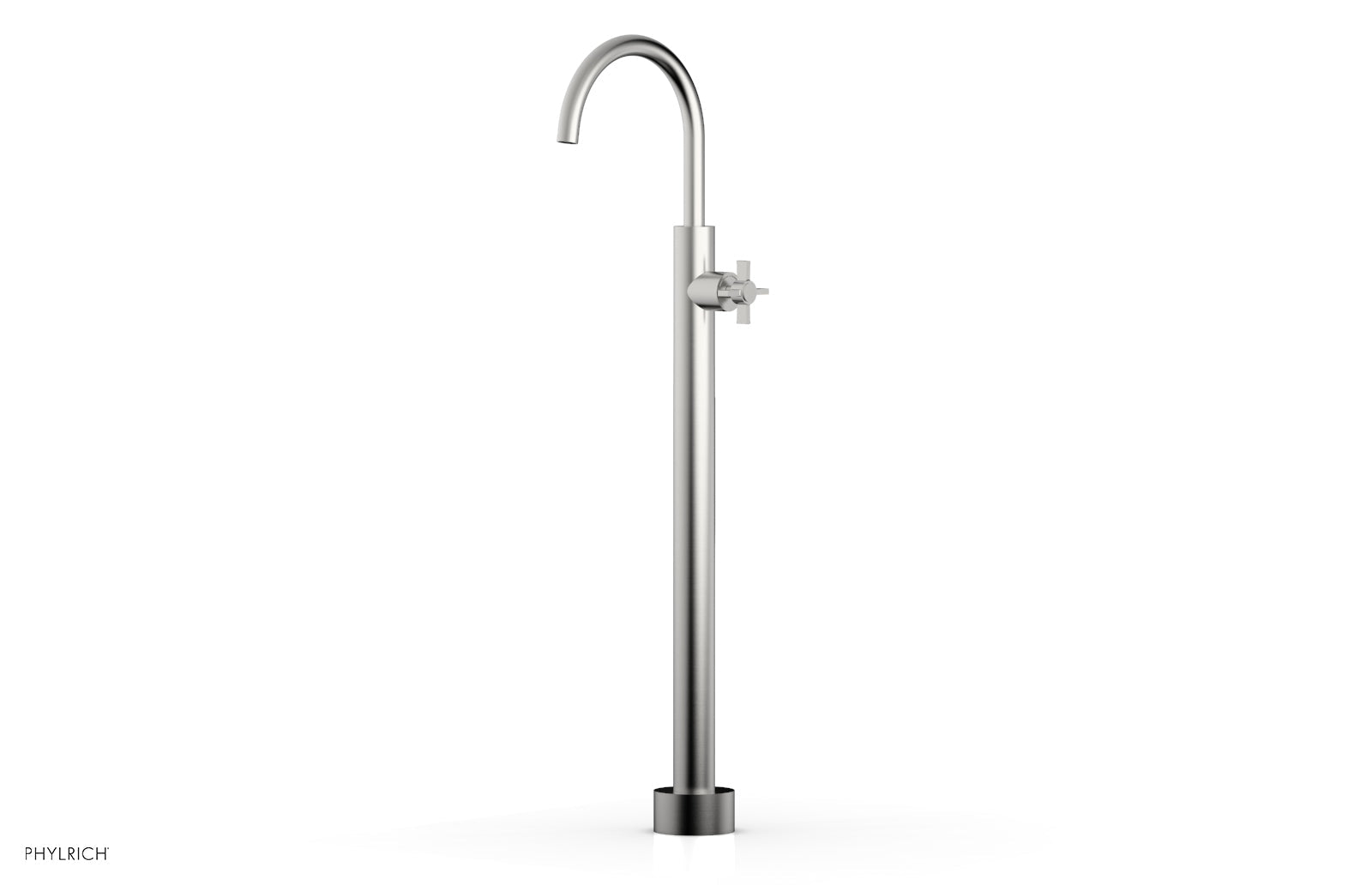BASIC Tall Floor Mount Tub Filler with Cross Handle - D132 44 02 - Perfect for Modern Bathroom Renovations and Spa-Like Showers