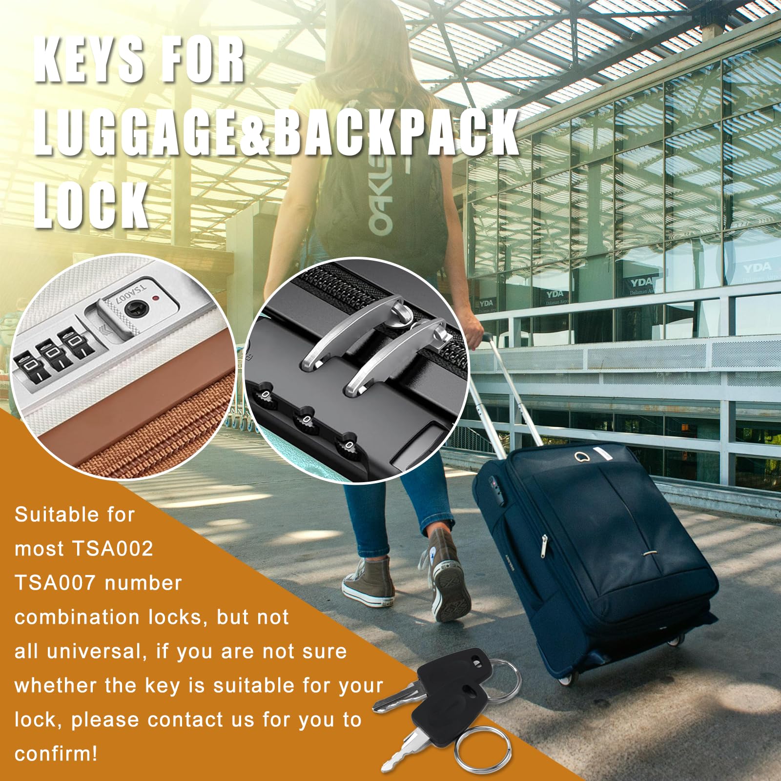 TSA007 & TSA002 Universal Luggage Lock Keys Set with 2 Key Rings - Master Key for Forgotten TSA Lock Combinations - Travel Security Solution for Suitcases, Backpacks & Carry-On Bags