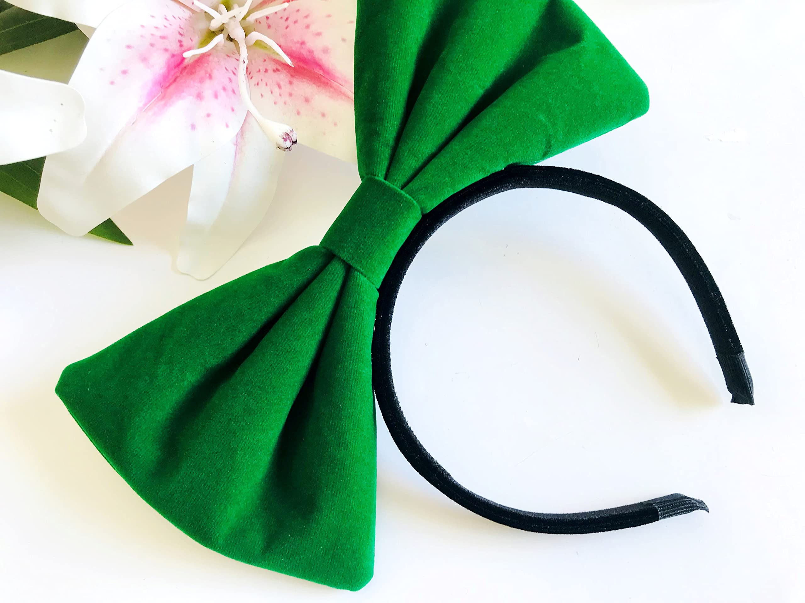 Velvet Green Bow Headbands for Women & Girls - Christmas Party Hair Accessories | Elegant Velvet Hair Bows for Holiday Celebrations, Weddings & Festive Occasions
