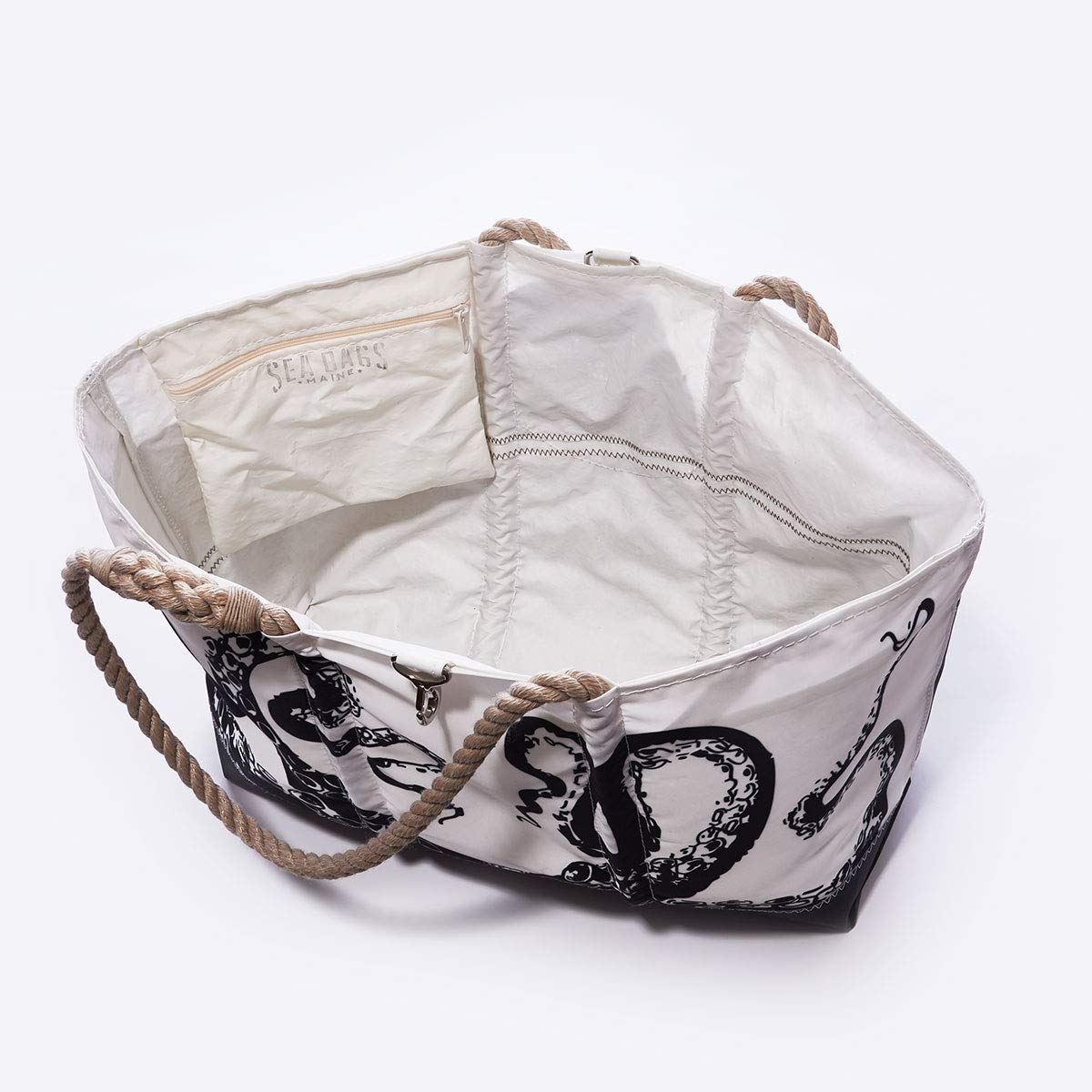 Waterproof Recycled Sailcloth Octopus Beach Tote Bag - Large Eco-Friendly Boat & Travel Tote with Interior/Exterior Pockets | Perfect for Sailing, Beach Trips & Summer Vacations
