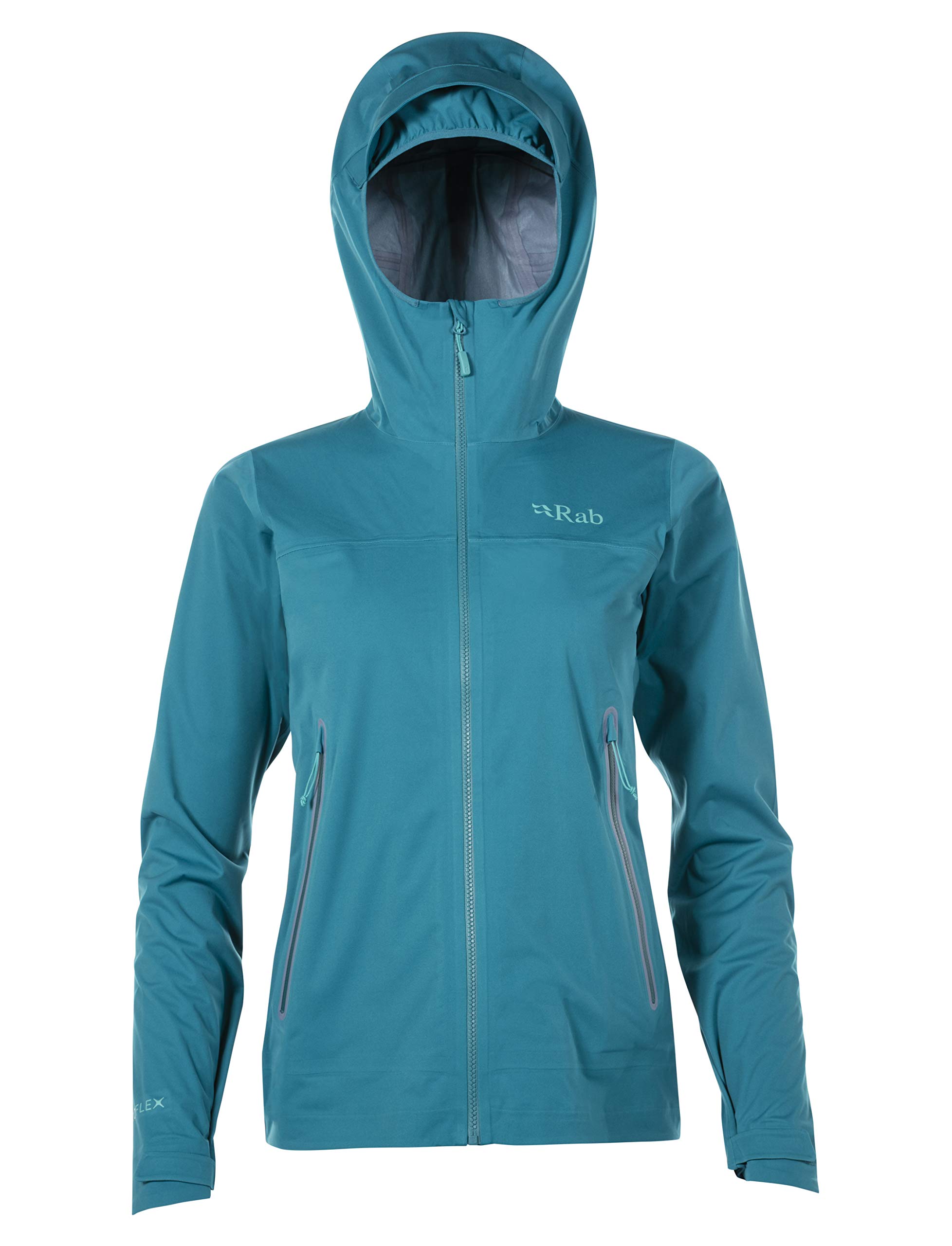 Rab Women's Kinetic Plus Jacket - Waterproof Hiking Jacket for Outdoor Adventures - Lightweight Windproof Shell for Trail Running & Climbing - Size 8 (Amazon/Shadow Color)