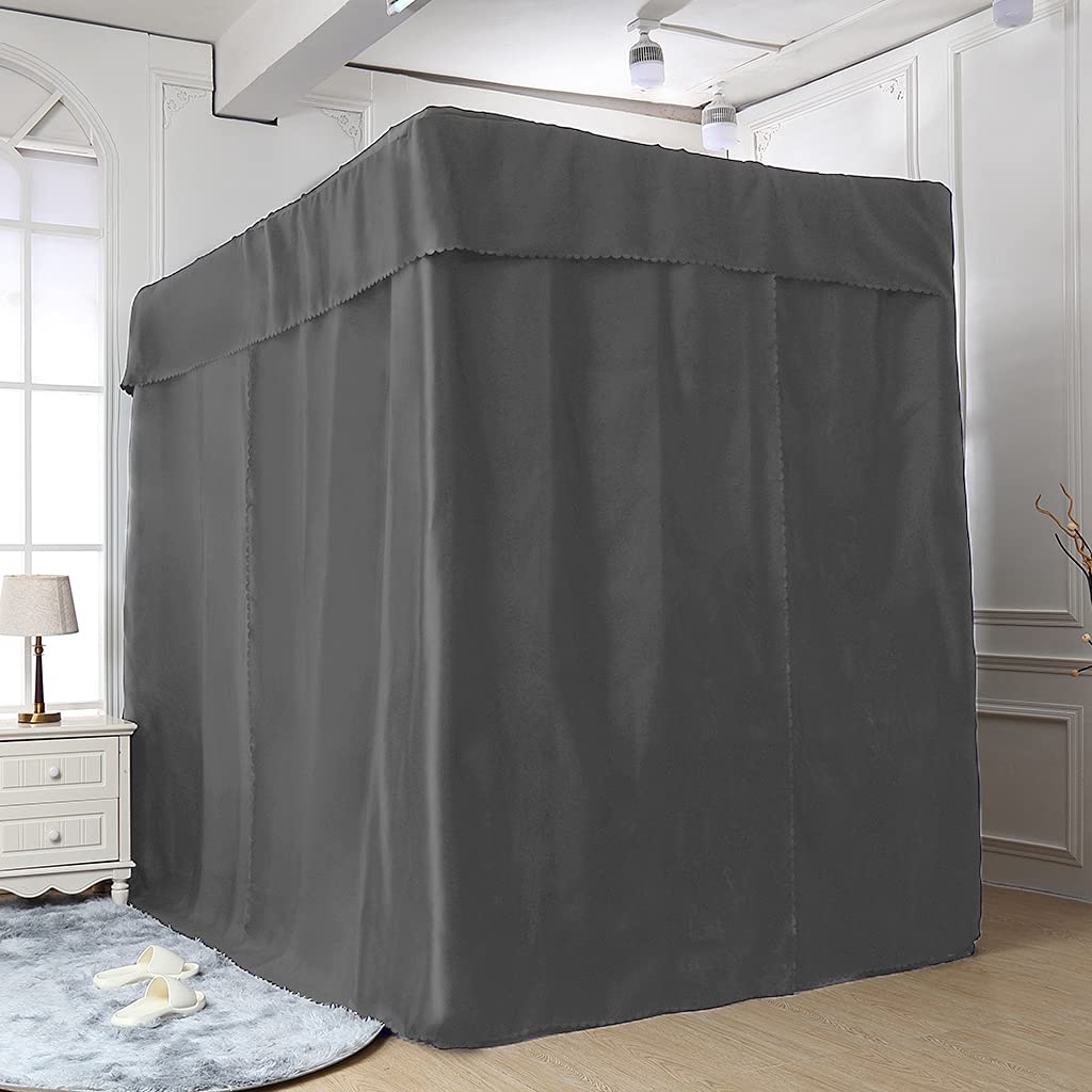 Elegant Solid Grey 4-Poster Bed Canopy with Curtains - King Size Bedroom Decor for Adults, Girls & Boys - Perfect for Nursery, Dorm Room or Romantic Bedroom Ambience (1 Set, Grey)