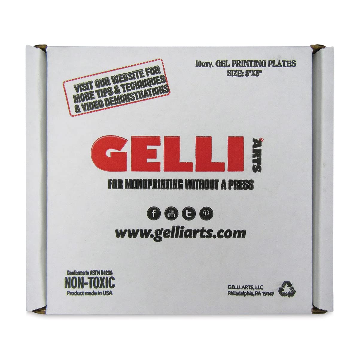 Gelli Arts Gel Printing Plate 5x5 Inches Square - Perfect for Monoprinting, Mixed Media Art, and DIY Crafts for Students and Artists