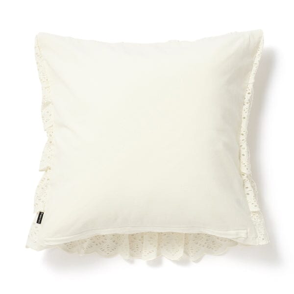Elegant Embroidery Lace Frill Cushion Cover 18x18 Inches White - Perfect for Sofa, Bedroom Decor and Home Accents
