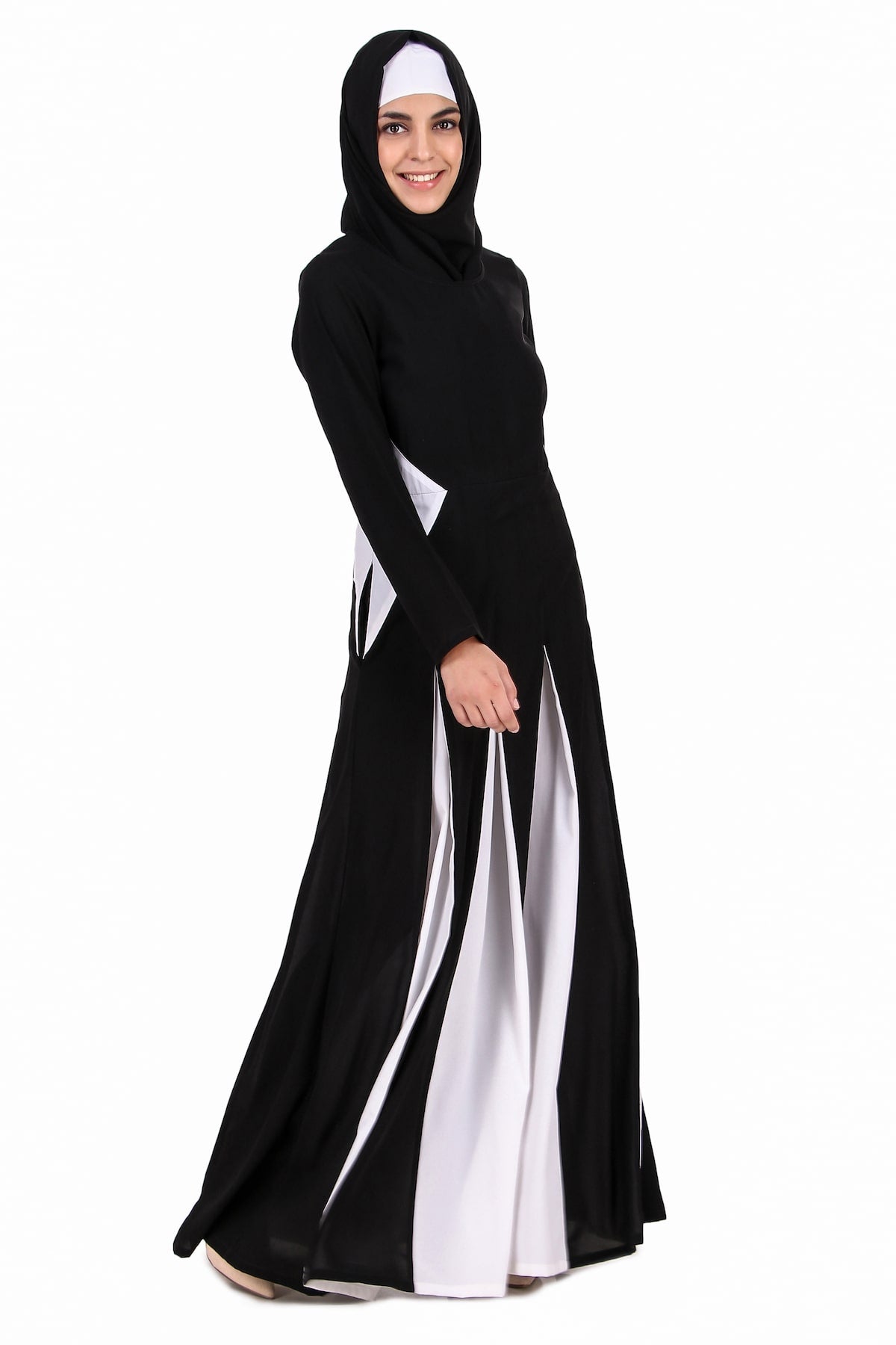 Stylish Colorblock Inset Anarkali Abaya Dress for Women | Modest Islamic Fashion | Perfect for Eid, Weddings & Special Occasions