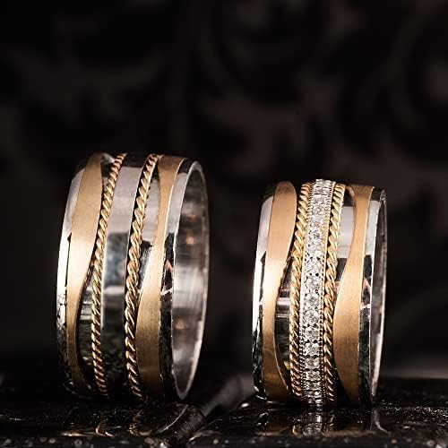 925 Sterling Silver Matching Wedding Rings for Couples - Personalized His & Hers Wedding Band Set - Elegant & Durable for Engagement, Anniversary & Vow Renewal Ceremonies