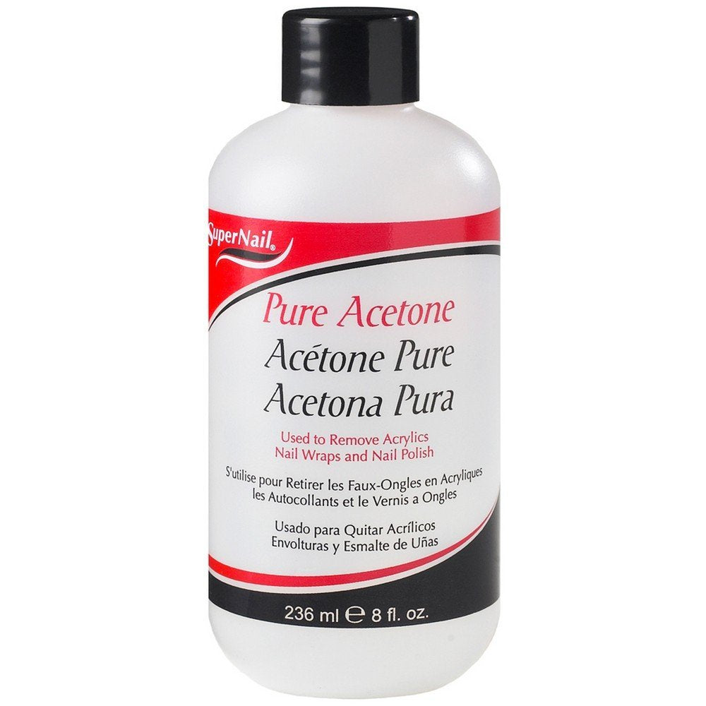SuperNail Pure Acetone 8oz - Professional Nail Polish Remover for Gel & Acrylic Nails | Fast-Acting, Non-Damaging Formula | Perfect for Salon & Home Manicures
