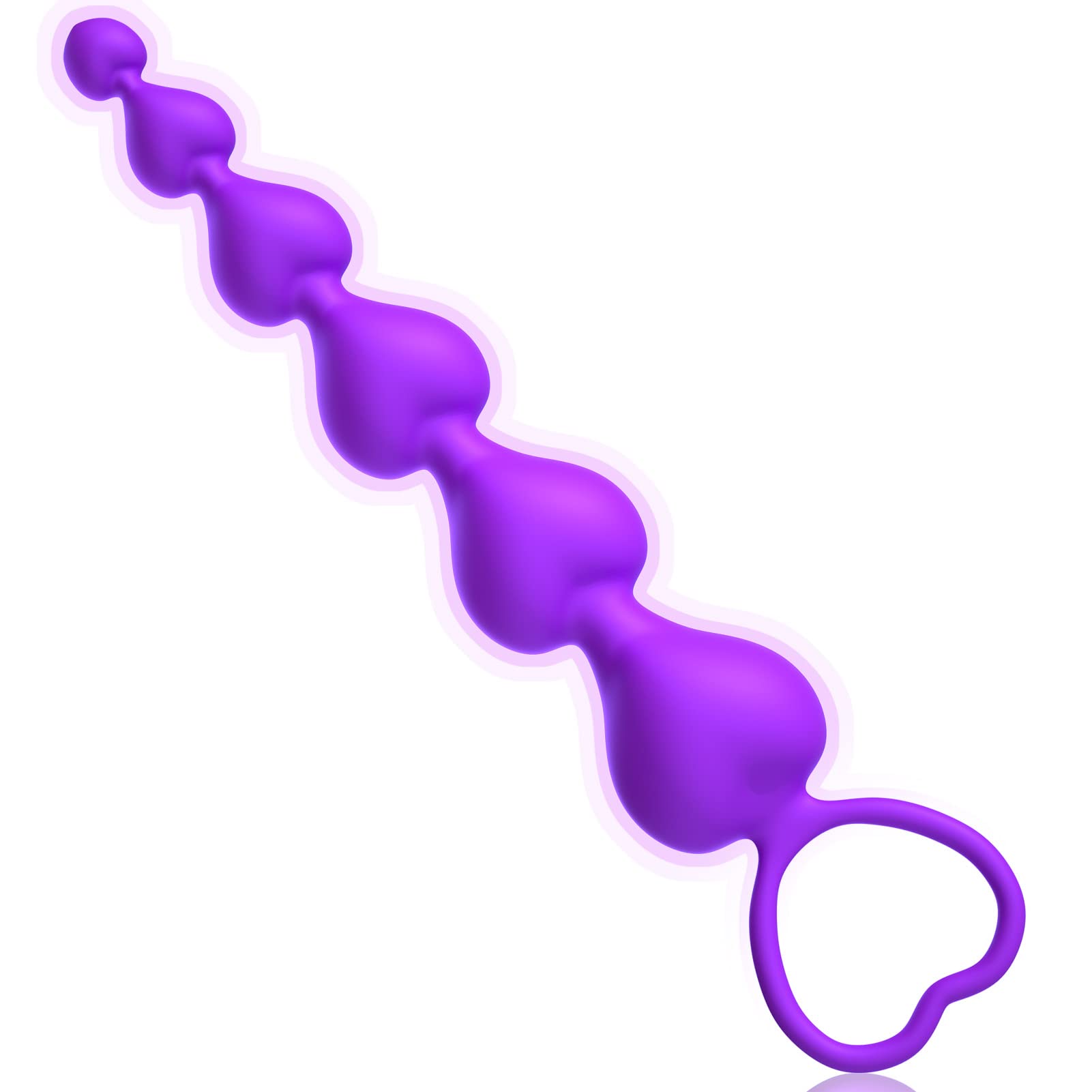 Silicone Anal Beads with 6 Gradual Balls - Flexible Butt Plug Anal Chain with Pull Loop for Prostate Massage & G-Spot Stimulation - 7.28 Inch Purple Anal Training Sex Toy for Beginners - Perfect for Solo Play & Couples Exploration