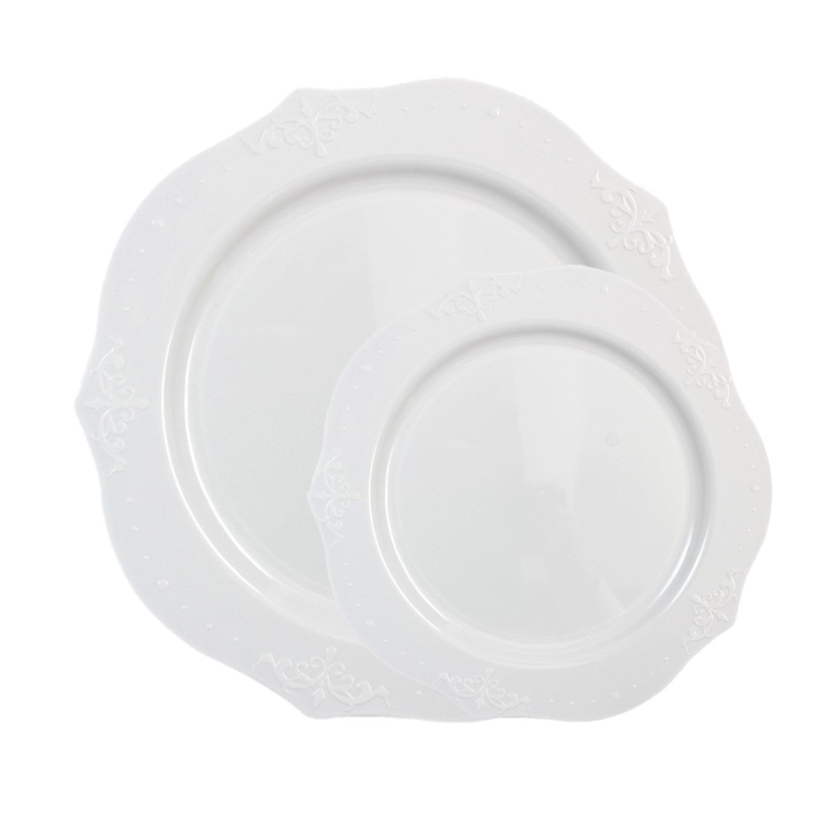 40-Piece White Round Plastic Dinnerware Set - 20 Servings, Disposable Plates, Bowls & Cutlery Combo for Parties, Picnics, BBQs & Outdoor Events