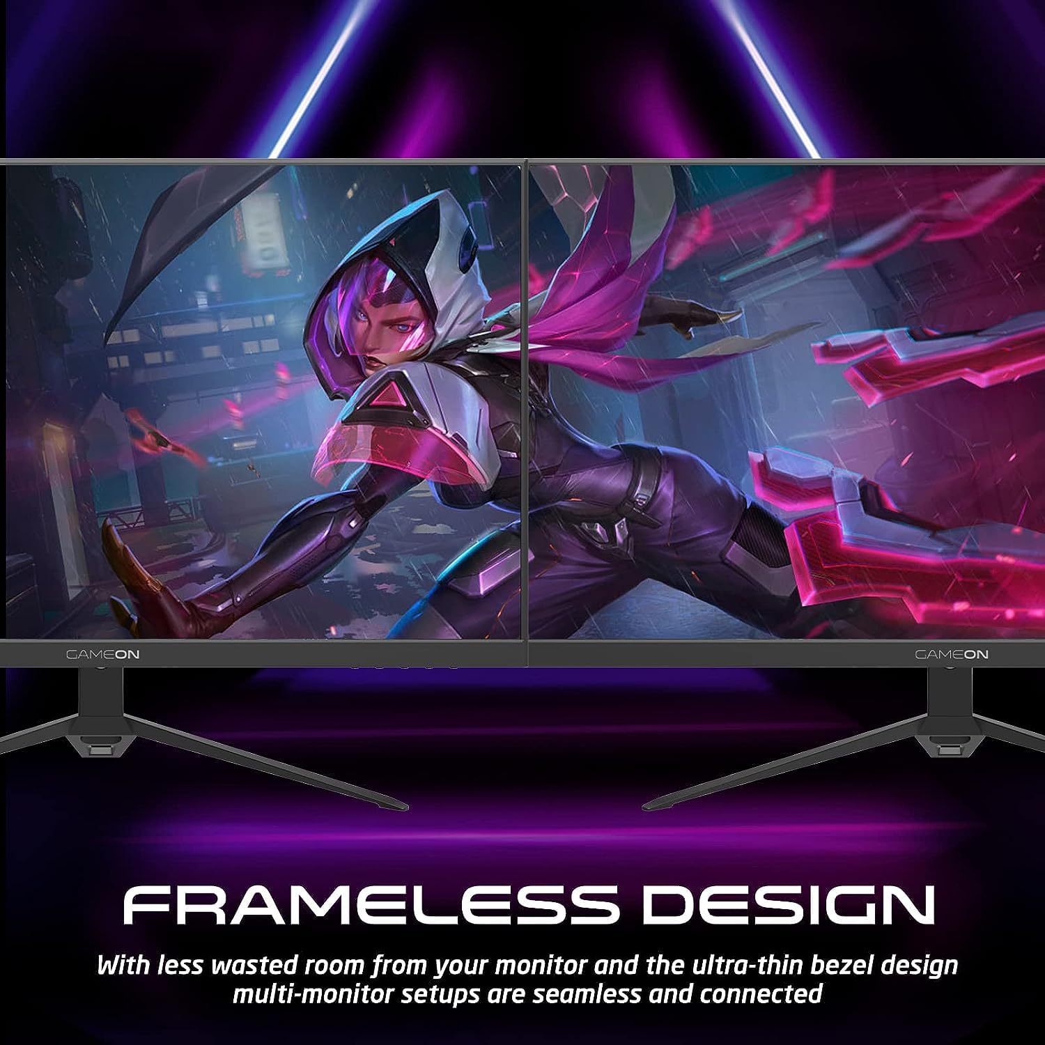 GAMEON 27 Inch 2K QHD Gaming Monitor - 2560x1440 IPS Display, 165Hz Refresh Rate, 1ms Response Time, HDMI 2.1 Console Compatible, G-Sync & FreeSync Premium - Black (GOP27QHD165IPS) - Perfect for Esports, PC Gaming & Next-Gen Consoles