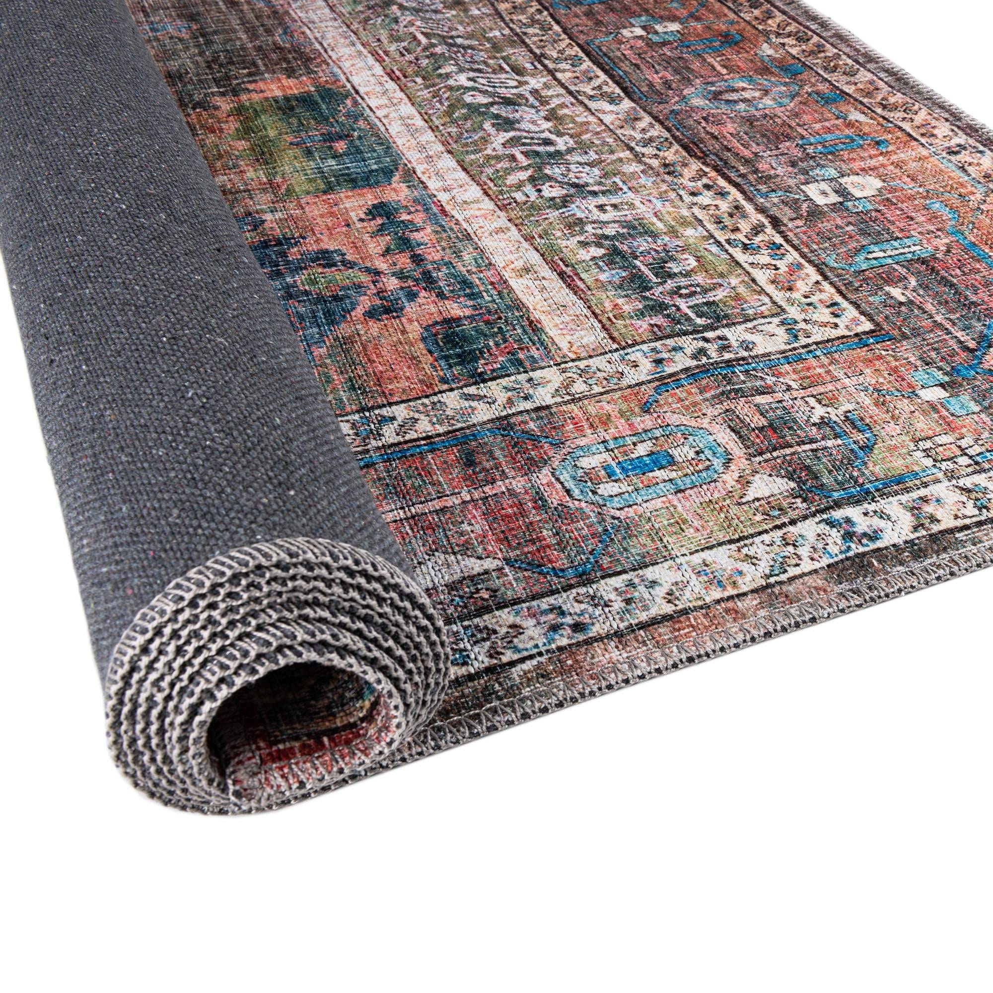 Maahru Collection Washable Rug – 13 Ft Runner Multi Low-Pile Rug for Hallways & Entryways | Durable & Easy-Clean Non-Slip Carpet for High Traffic Areas | Perfect for Home, Office & Commercial Spaces