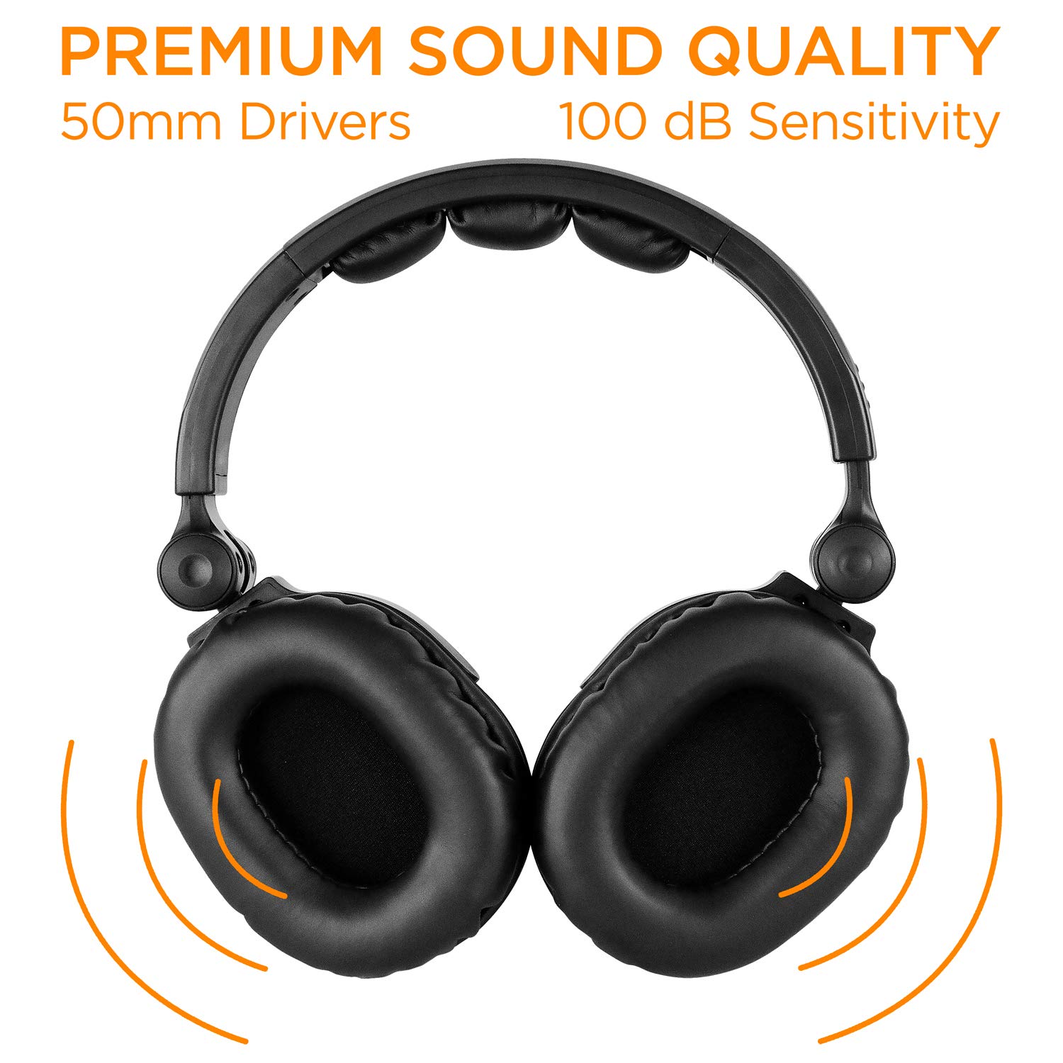 Over Ear Wired Gaming Headphones with Microphone - Professional DJ-Style Monitor Headset, 50mm Stereo Studio Sound & 100dB Sensitivity, Lightweight Adjustable Design for PC/PS4/Xbox Gaming & Music Production (TS-823)