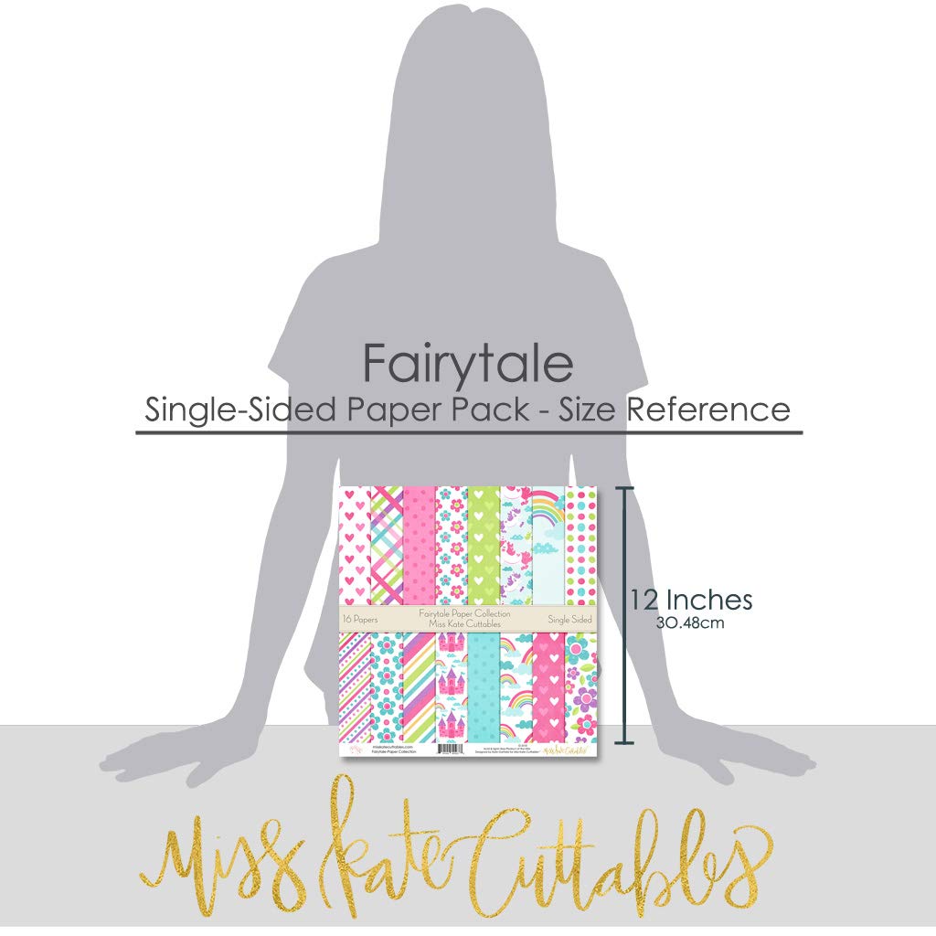Miss Kate Cuttables Fairytale Scrapbook Paper Pack - 16 Sheets Premium 12x12 Single-Sided Pattern Paper for Card Making, DIY Crafts, Scrapbooking & Home Decor