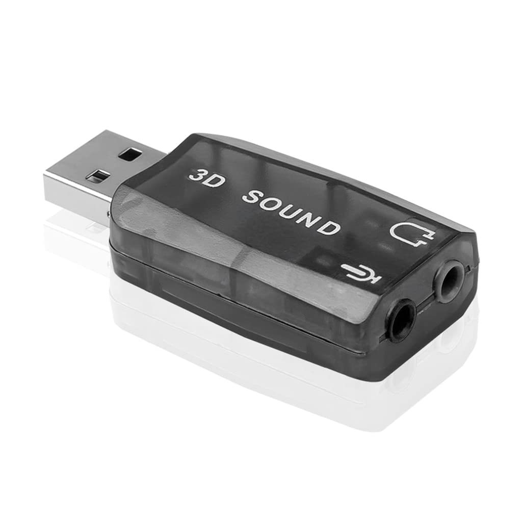Ranuw USB to 3.5mm Microphone Adapter - 3D Sound Card for Headset & Speaker - Stereo Audio Converter with Universal Compatibility for PC, Laptop, Gaming, Recording & Streaming