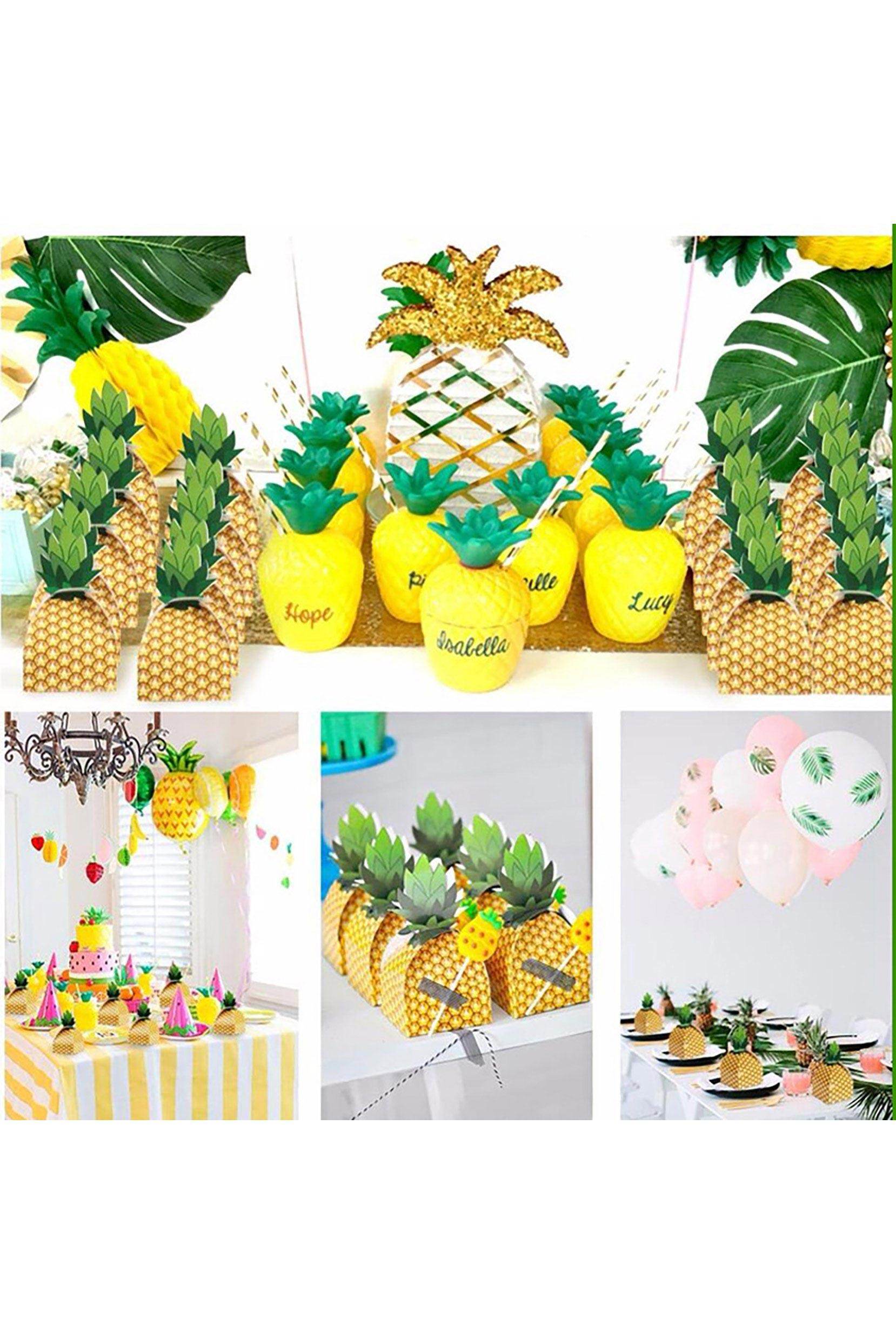 12-Pack Pineapple Favor Boxes for Tropical Themed Parties - Perfect for Luau, Beach Weddings & Summer Events (CGF0241)