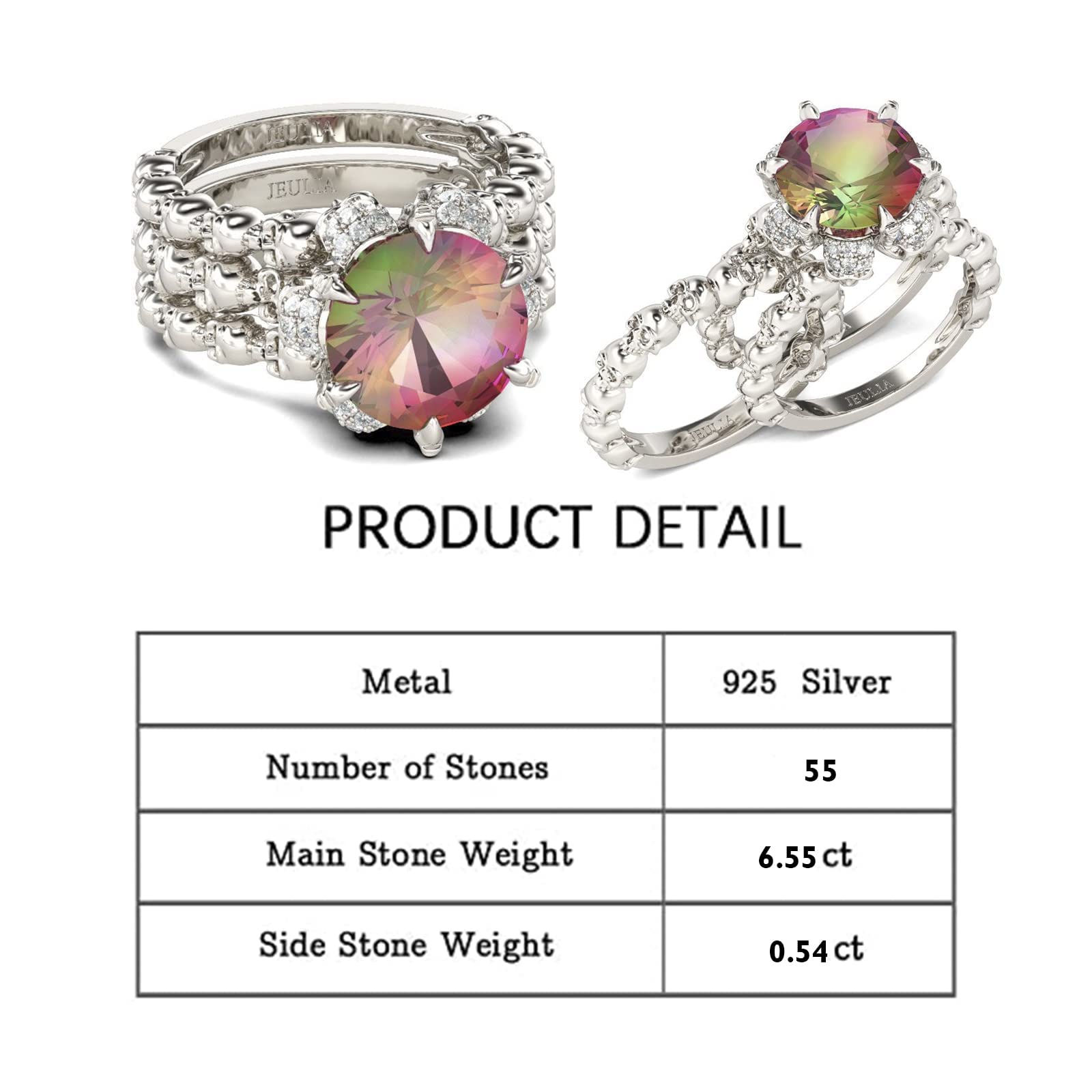 8.4 Carat Cubic Zirconia Wedding Ring Set - 925 Sterling Silver Round Cut Solitaire Engagement Rings for Women - Interchangeable Bridal Rings Set with Jewelry Gift Box - Perfect for Anniversary, Promise & Proposal Gifts