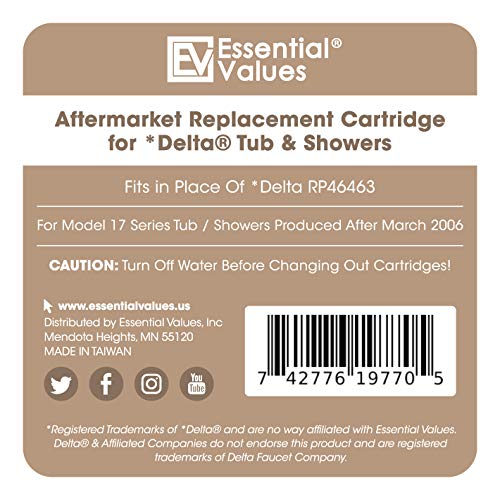 Essential Values Cartridge (#RP46463) - Aftermarket Replacement for Delta Monitor 17 Series (2006-Present) | High-Quality Metal & Plastic Construction with Spring Adapter | Perfect for Kitchen & Bathroom Faucet Repairs