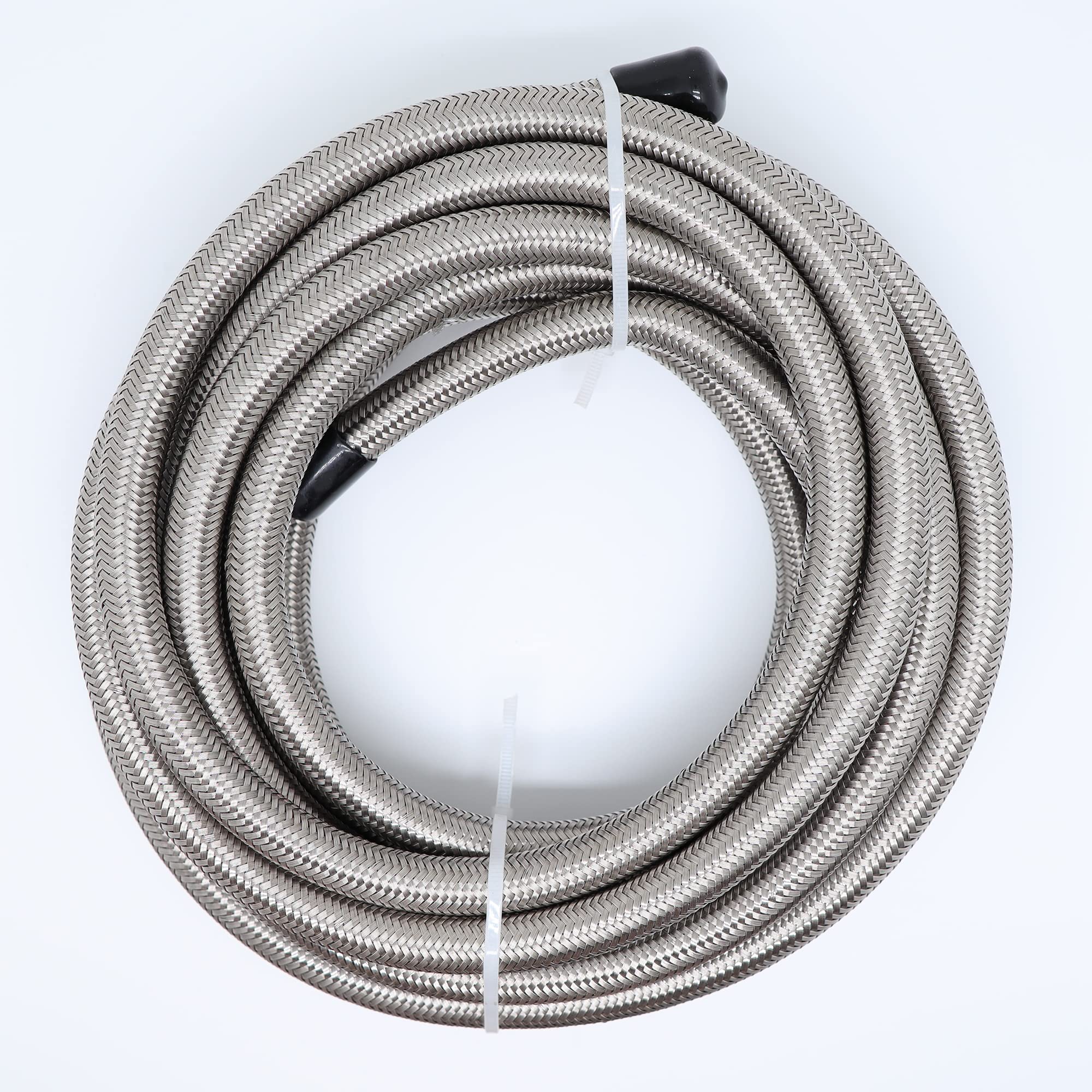 8 AN-8 AN8 Stainless Steel Braided Fuel Line Hose - 33FT E85 Compatible with Swivel Black Fitting Kit (SSAN8BK_KIT_33) - Perfect for Automotive Fuel Systems, Racing, and Performance Upgrades