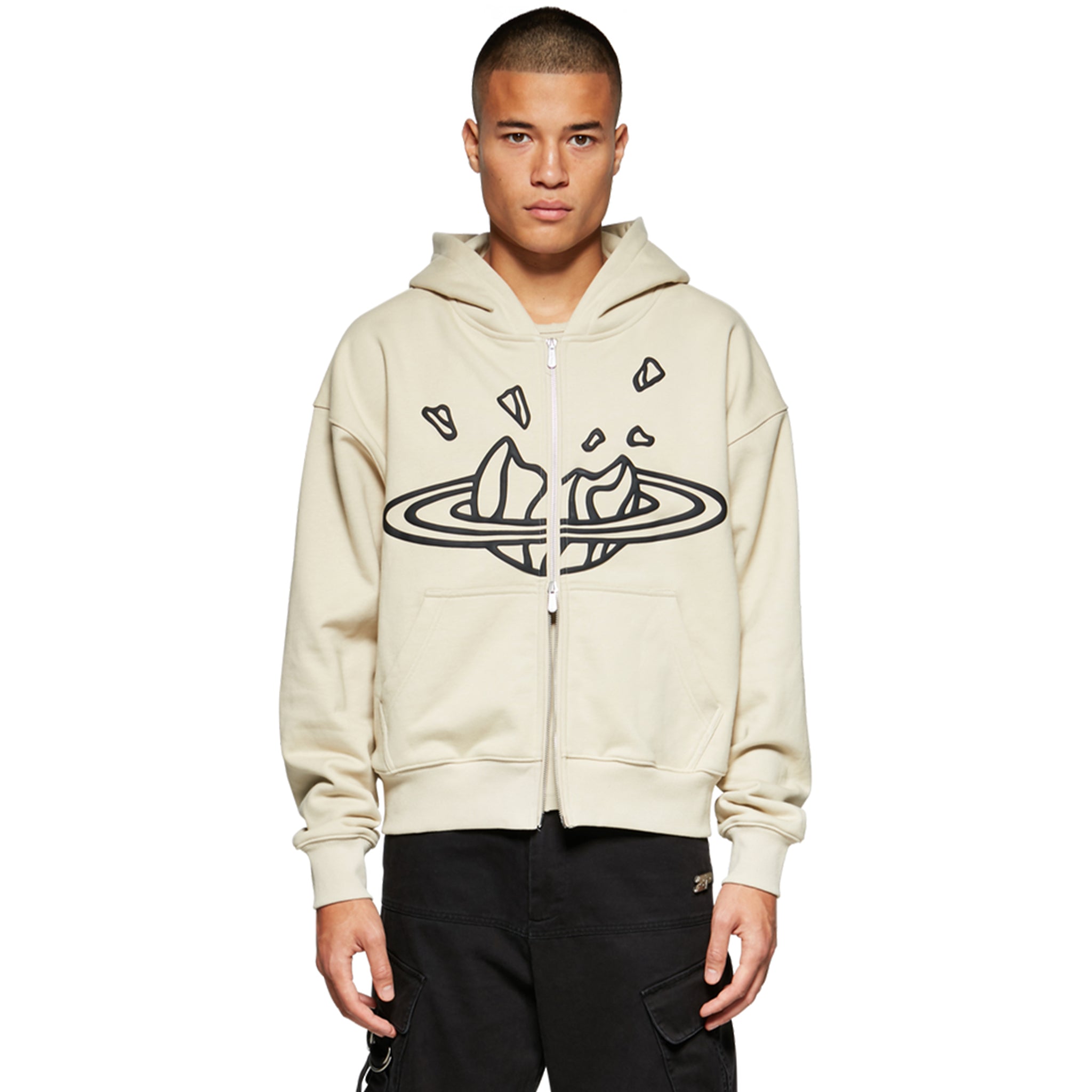 Broken Planet Outer Space Bone White Zip Up Hoodie - Stylish Men's & Women's Streetwear for Urban Fashion & Casual Wear