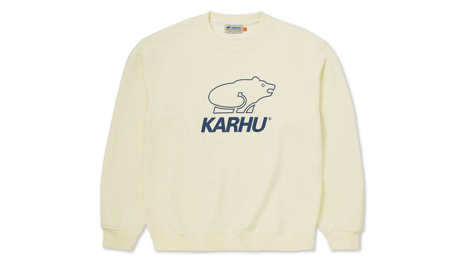 Premium Basic Logo Sweatshirt - Marshmallow White & Blue Print - Cozy Casual Wear for Everyday Comfort