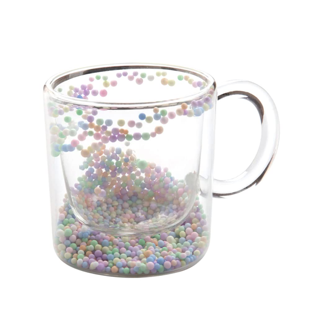 Double Wall Insulated Glass Coffee Mug - 200ML Clear Porcelain Tea Cup with Handle for Hot & Cold Drinks | Perfect for Travel, Camping, Office & Home Use