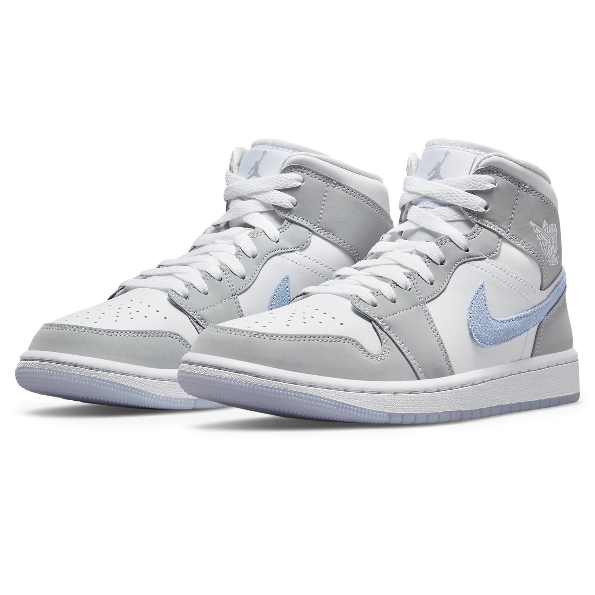 Air Jordan 1 Mid Women's Sneakers - Wolf Grey & Blue Basketball Shoes for Casual Wear & Street Fashion