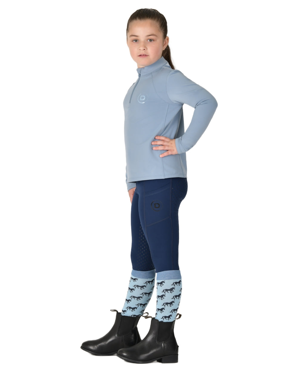 Dublin Kids Brushed Long Sleeve Riding Top - Soft Equestrian Shirt for Girls & Boys - Perfect for Horseback Riding, Outdoor Activities & Winter Layering