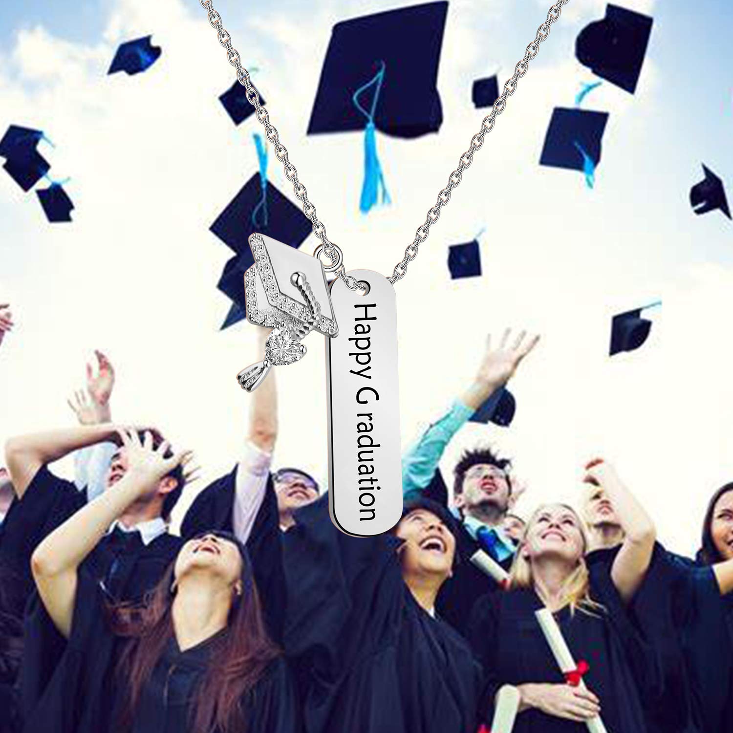 ENSIANTH Sterling Silver Graduation Necklace - Elegant Jewelry Gift for Graduates, High School & College - Perfect for Graduation Party, Ceremony & Commencement Day