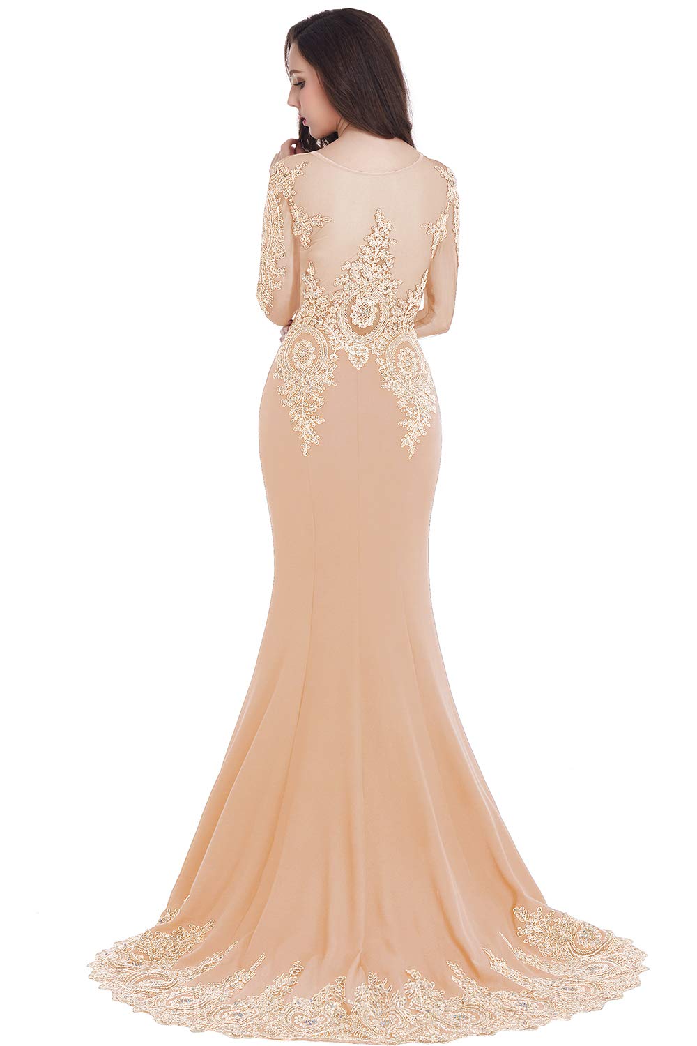 Elegant MisShow Crystal Beaded Lace Mermaid Evening Dress for Women - Formal Prom Gown for Weddings, Parties & Special Occasions