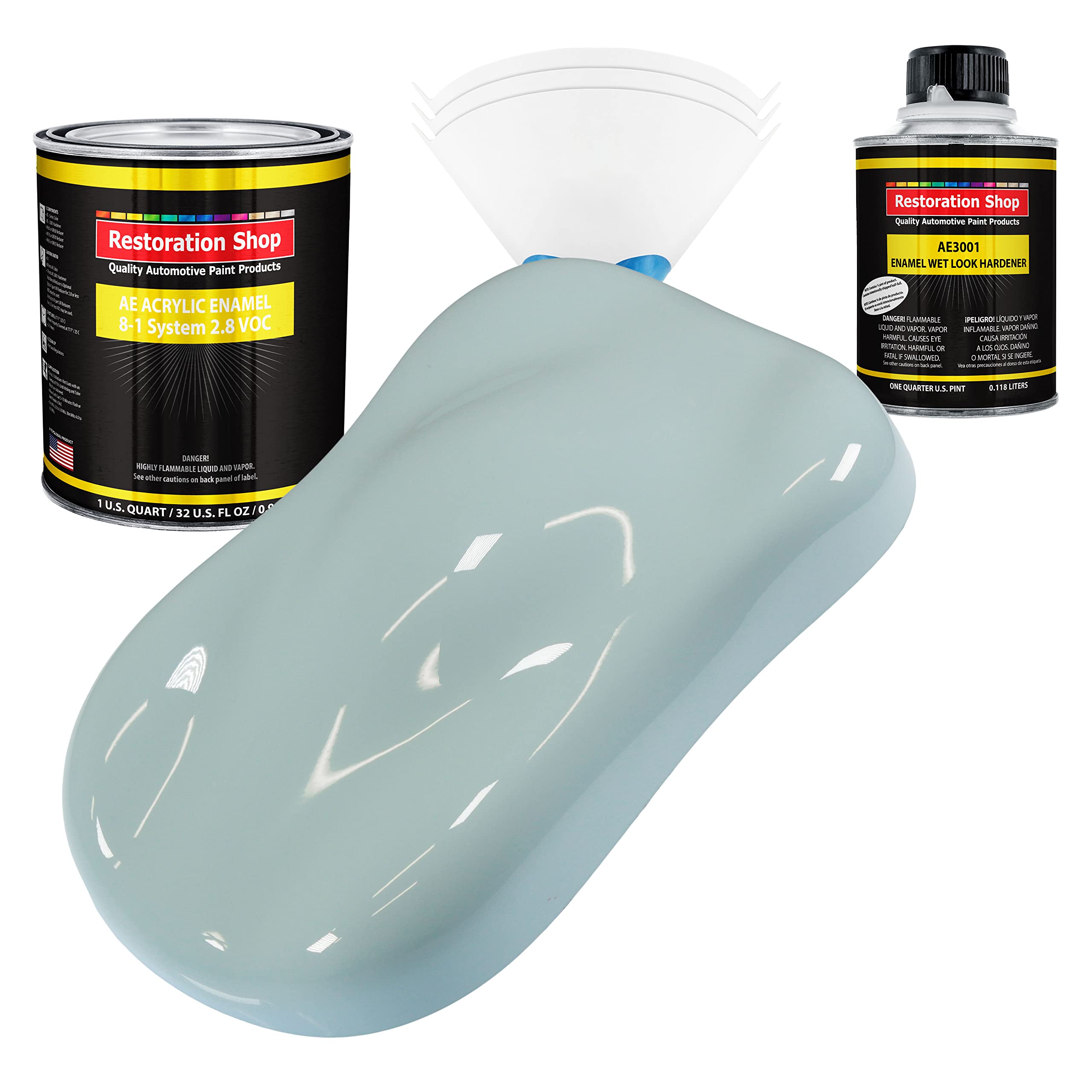 Restoration Shop Diamond Blue Acrylic Enamel Auto Paint - Professional Single Stage High Gloss Automotive Coating Kit (1 Quart) - For Cars, Trucks & Equipment - 8:1 Mix Ratio, Low VOC 2.8 - Perfect for Touch-Ups, Restorations & Custom Paint Jobs