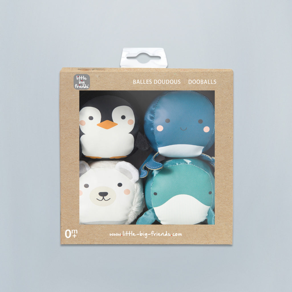 Little Big Friends Set of 4 Roly Poly Ocean-Themed Sensory Balls for Babies & Toddlers - Perfect for Early Learning, Sensory Play and Nursery Decor