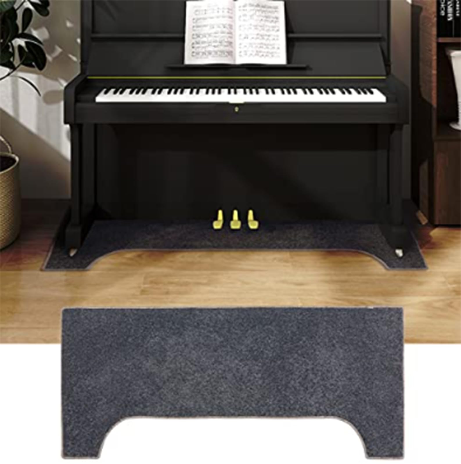Soundproof Piano Rug - Non-Slip Upright Piano Carpet Protector with Sound Dampening & Acoustic Absorption | 63x28 Inch (160x70cm) Grey Floor Mat for Noise Reduction in Home Studios, Music Rooms & Apartments