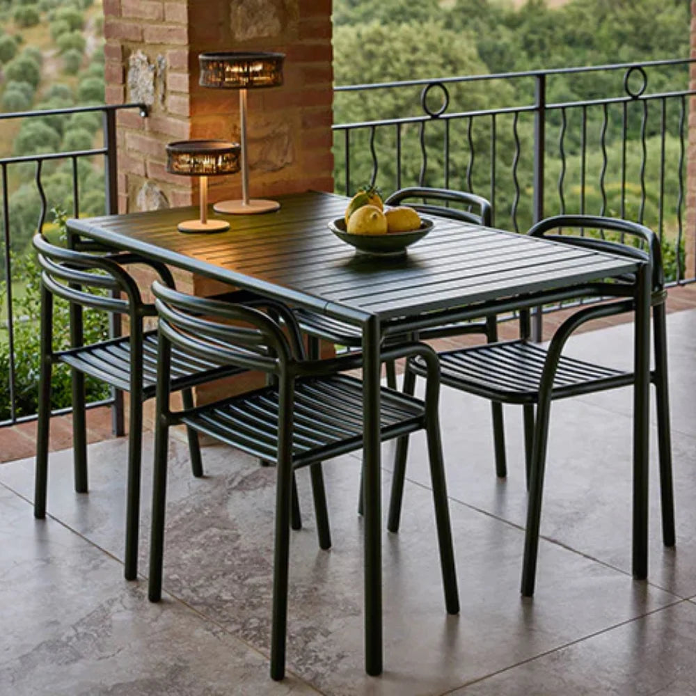 Bliss Outdoor Dining Set - Rectangle Table with 4 Armchairs for Patio, Garden, Backyard & Poolside Dining | Weather-Resistant Furniture