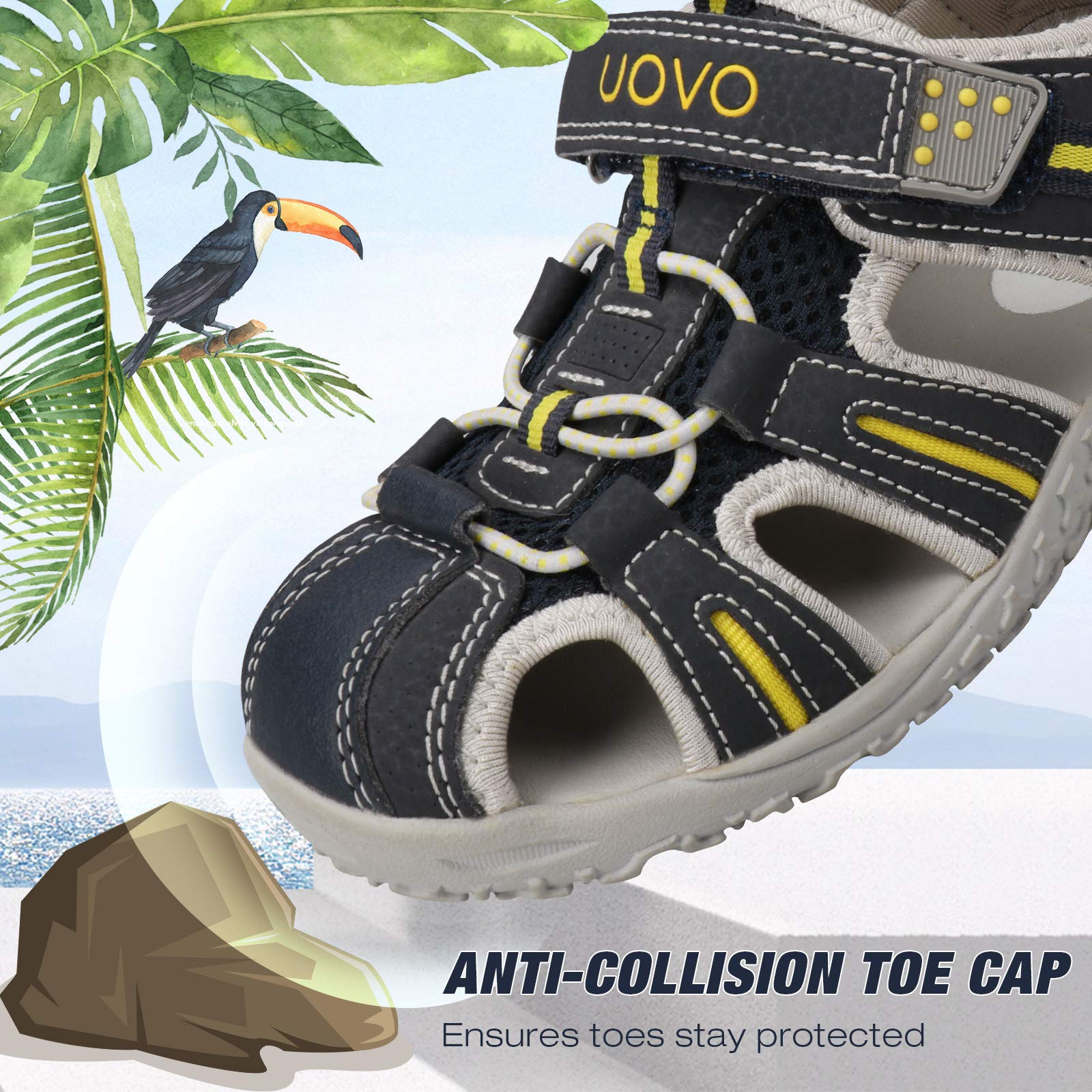 UOVO Kids Sandals for Boys & Girls - Lightweight Closed Toe Summer Shoes for Toddler Little Kid Big Kid - Outdoor Athletic Sports Footwear for Beach, Park & Playground Activities