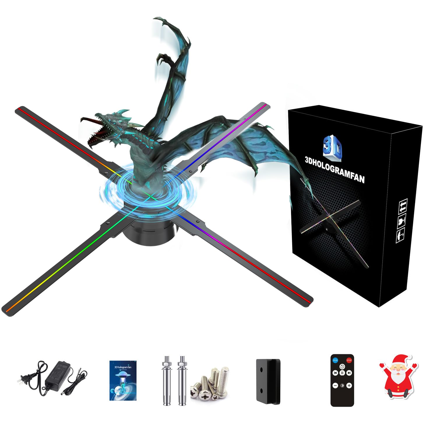 3D Hologram Fan - 18.1 Inch LED Holographic Display with Remote, Bluetooth & WiFi, 700+ Video Library, 2000x1444 HD Resolution - Perfect for Shop Displays, Bar Decor, Christmas & Halloween Events