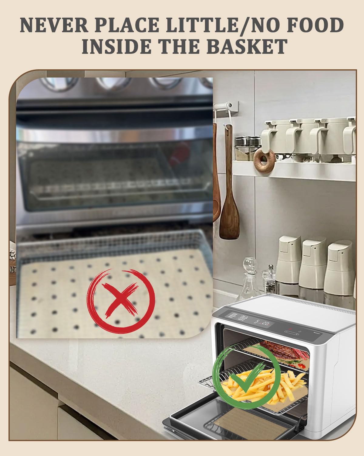 Disposable Perforated Air Fryer Liners 9x11 Inch - 150 Pcs Parchment Paper Sheets for Baking, Cooking & Air Frying | Compatible with Cuisinart, Ninja Foodi, Cosori, Breville & More | Perfect for Roasting, Reheating & Healthy Meal Prep