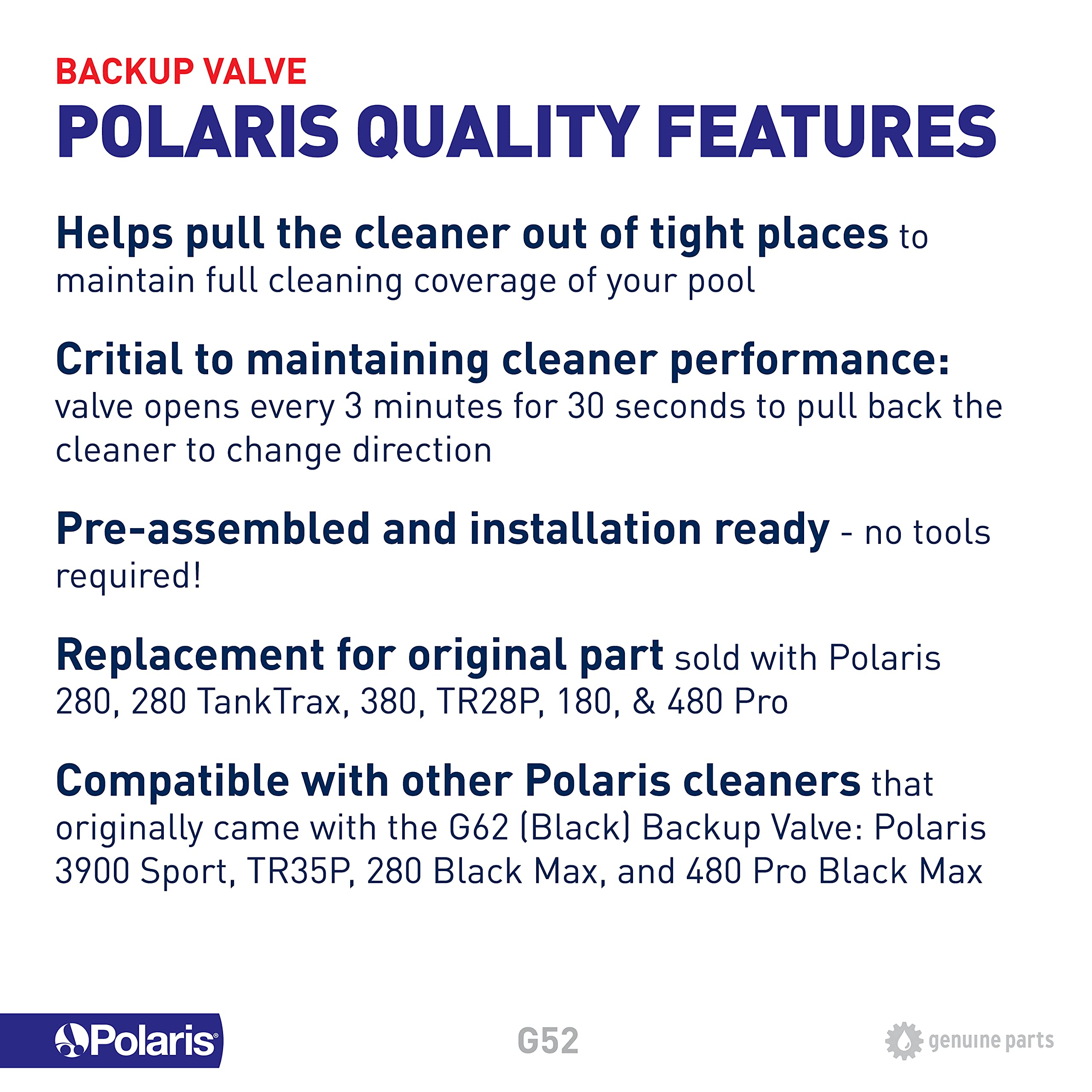 Polaris Back-Up Valve Kit Replacement Parts for Pool Cleaners | Compatible with Polaris 280, 380, 3900 | Durable Pool Maintenance Accessories for Efficient Cleaning | Perfect for In-Ground and Above-Ground Pools